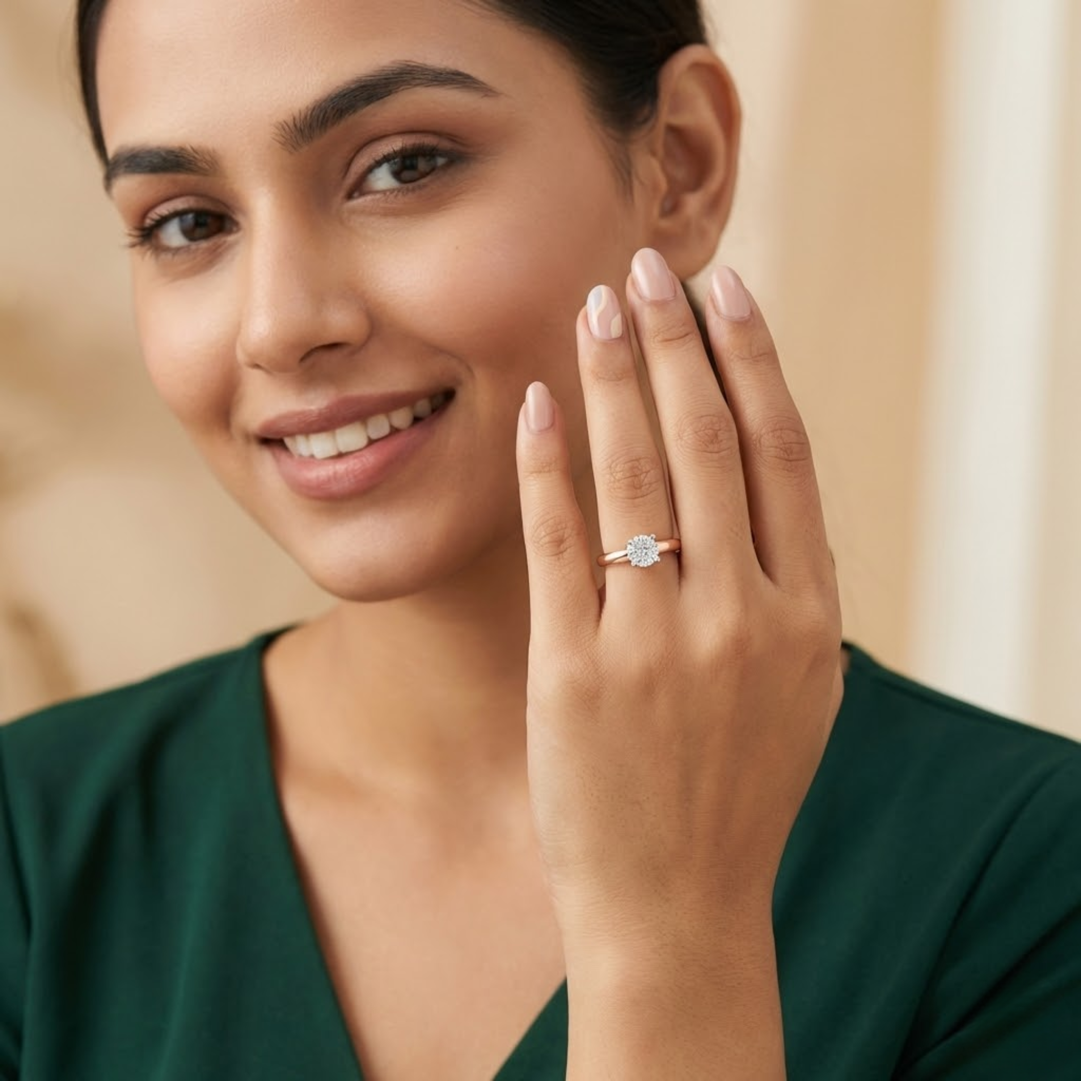 Classic Solitaire-Style Floral Diamond Ring