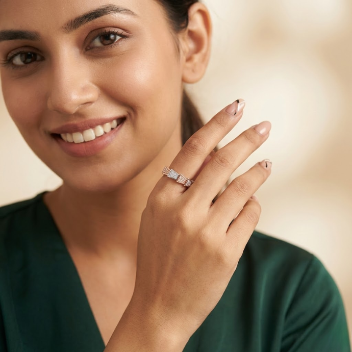 Designer Geometric Diamond Band Ring