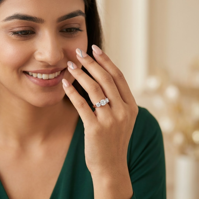 Triple Cluster Solitaire Look Diamond Ring