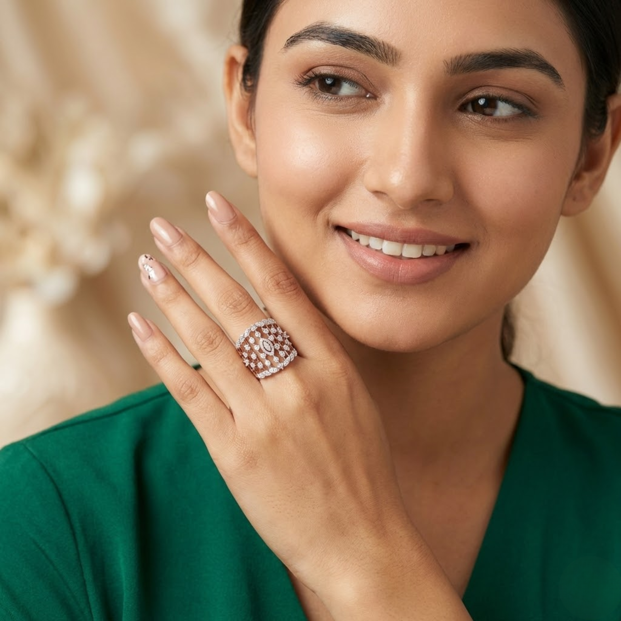 Grand Lattice Diamond Statement Ring