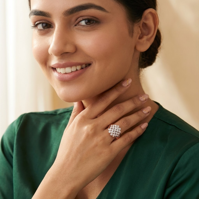 Elegant Floral Cluster Diamond Ring