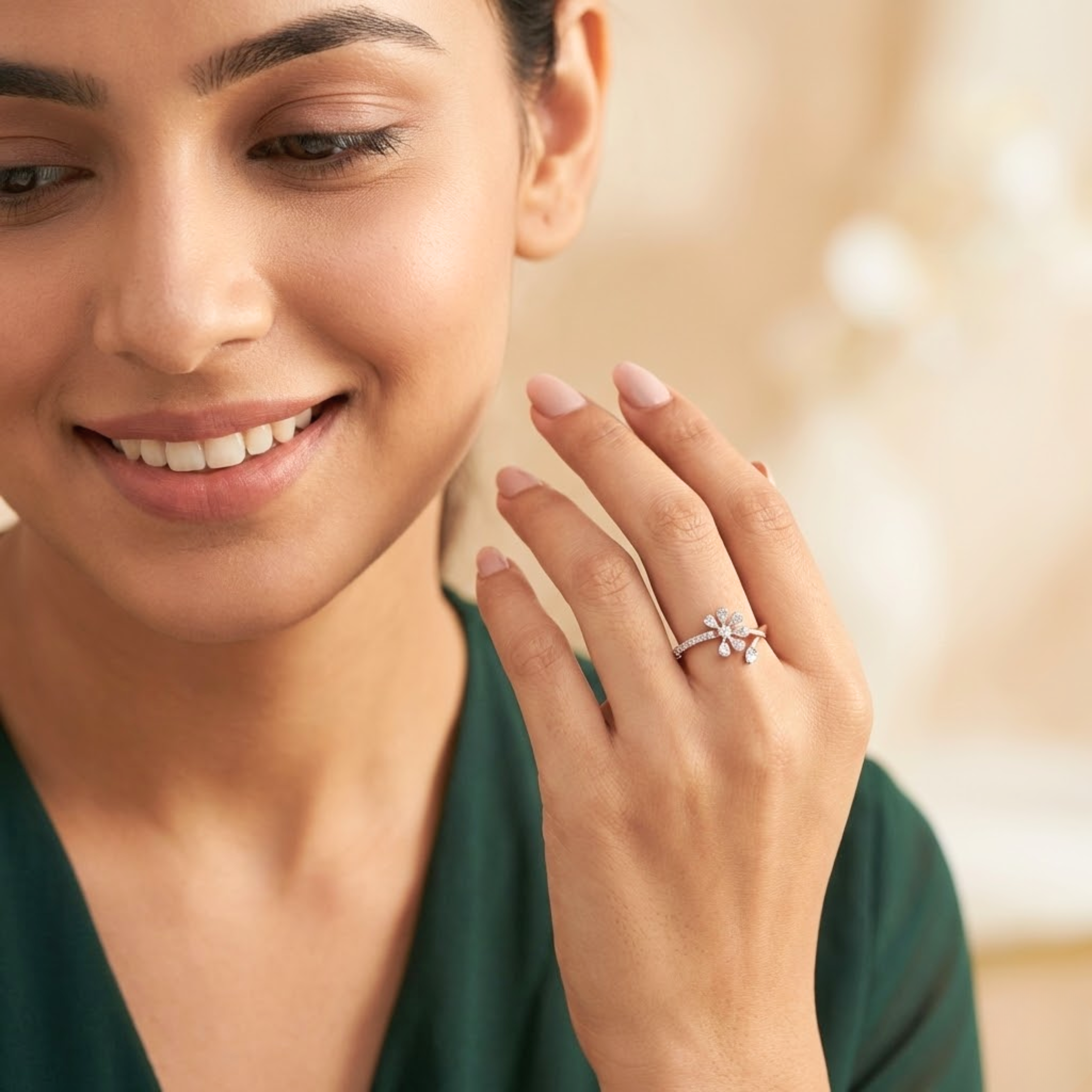 Petite Floral Bloom Diamond Ring