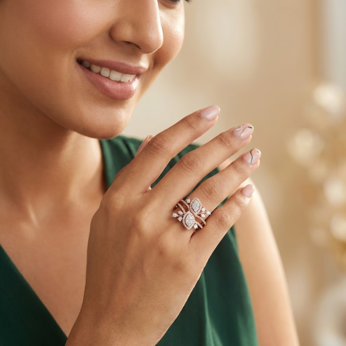 Floral Marquise Cluster Diamond Ring