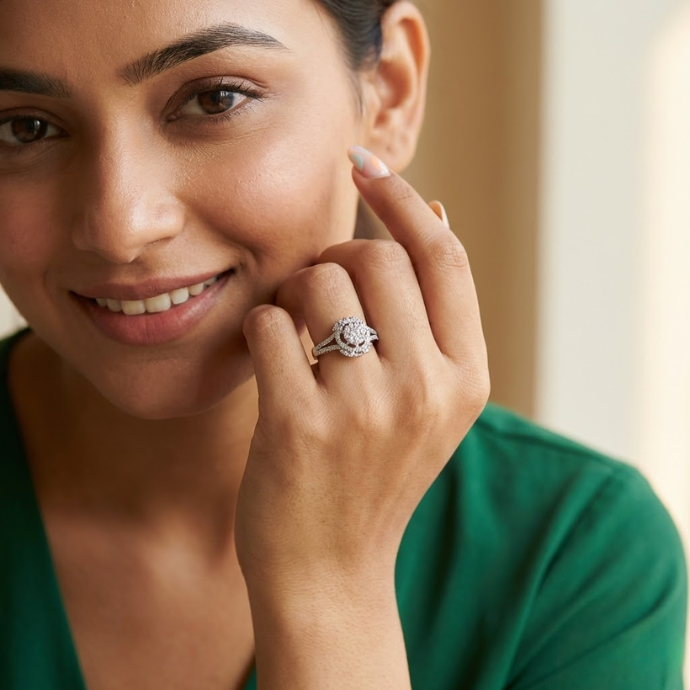 Grand Halo Floral Diamond Cluster Ring