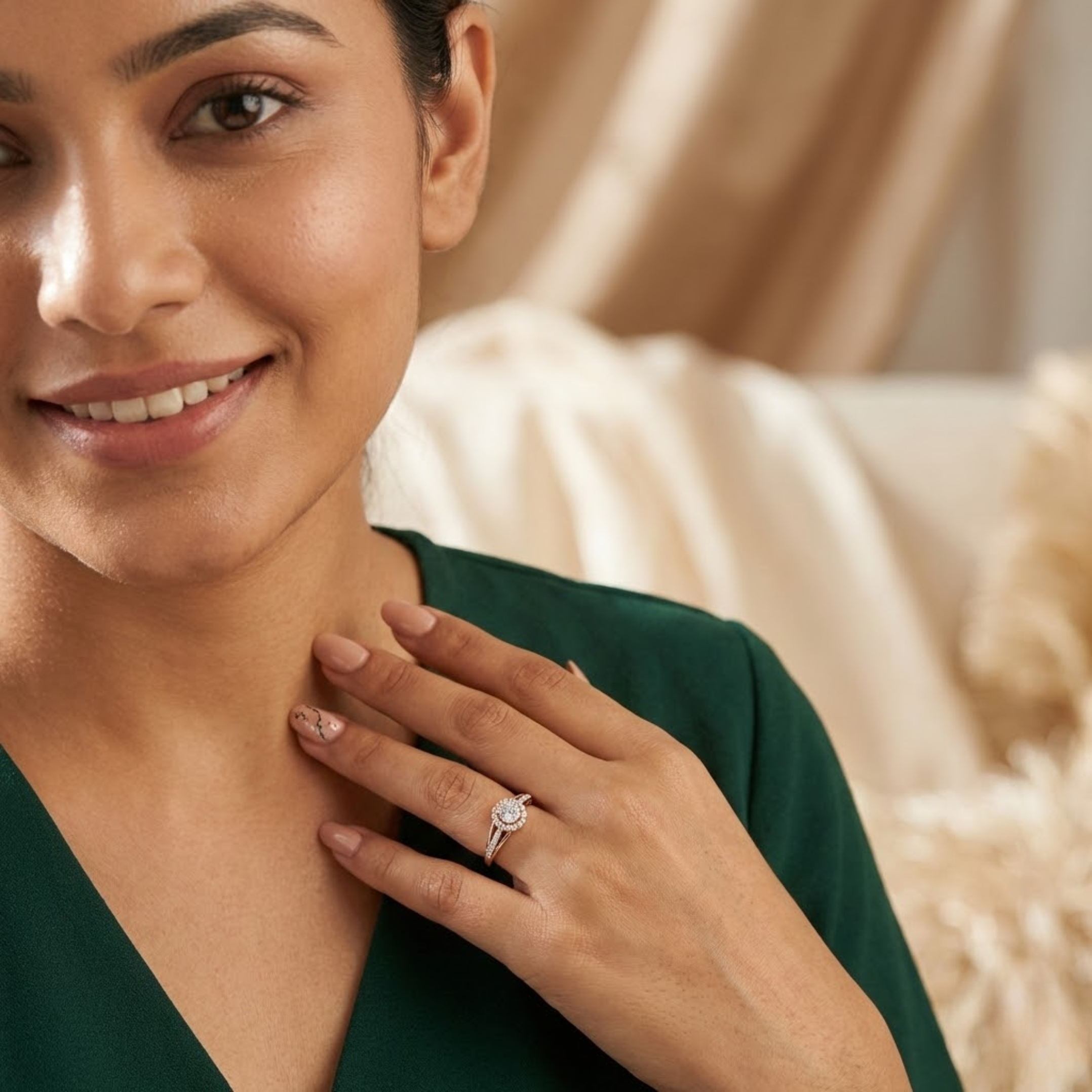 Delicate Halo Cluster Diamond Ring