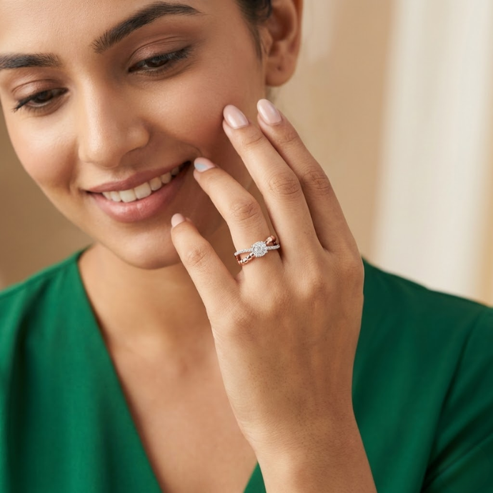 Petite Textured Cluster Diamond Ring