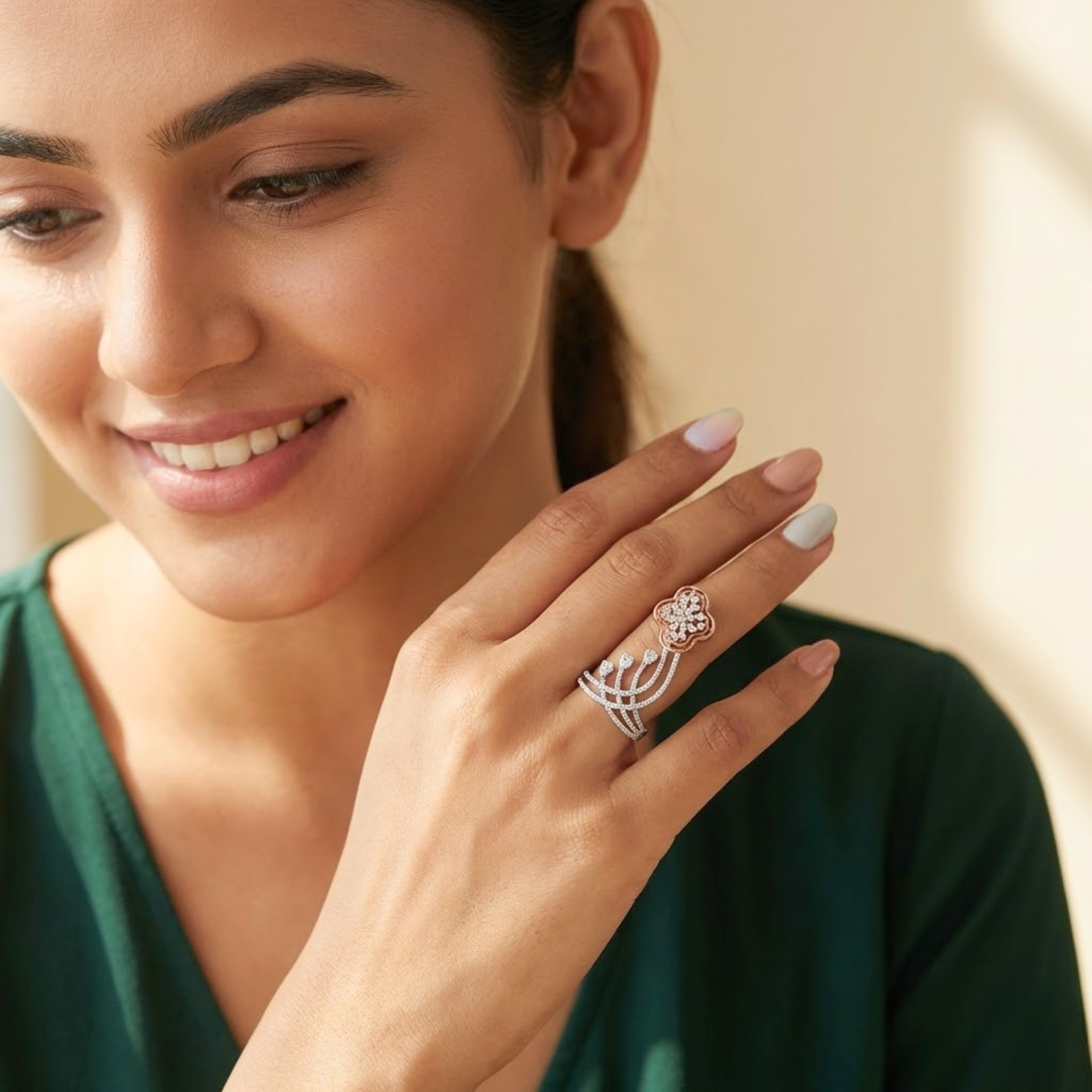 Floral Cascade Statement Diamond Ring