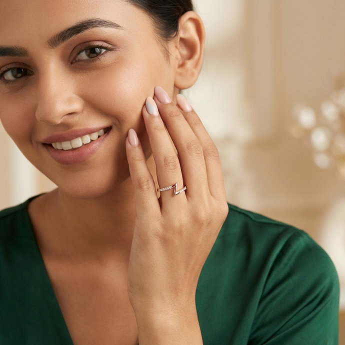 Lightning V Diamond Accent Ring