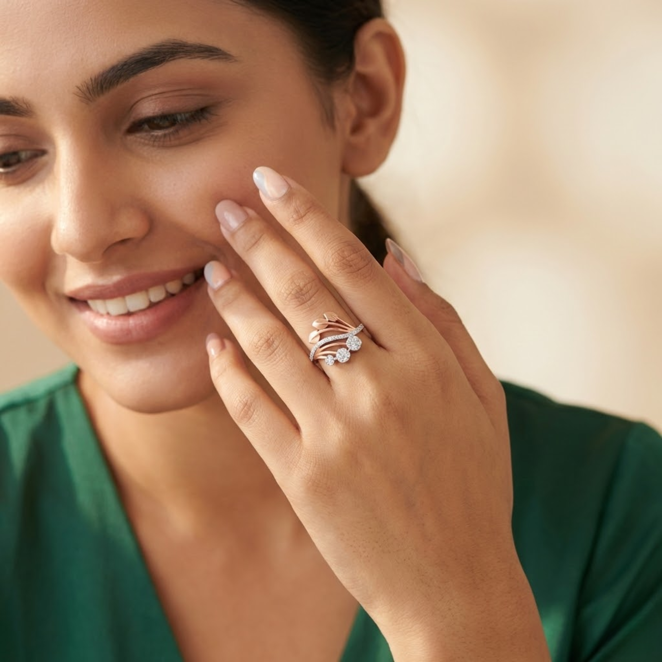 Floral Triple-Bloom Diamond Ring