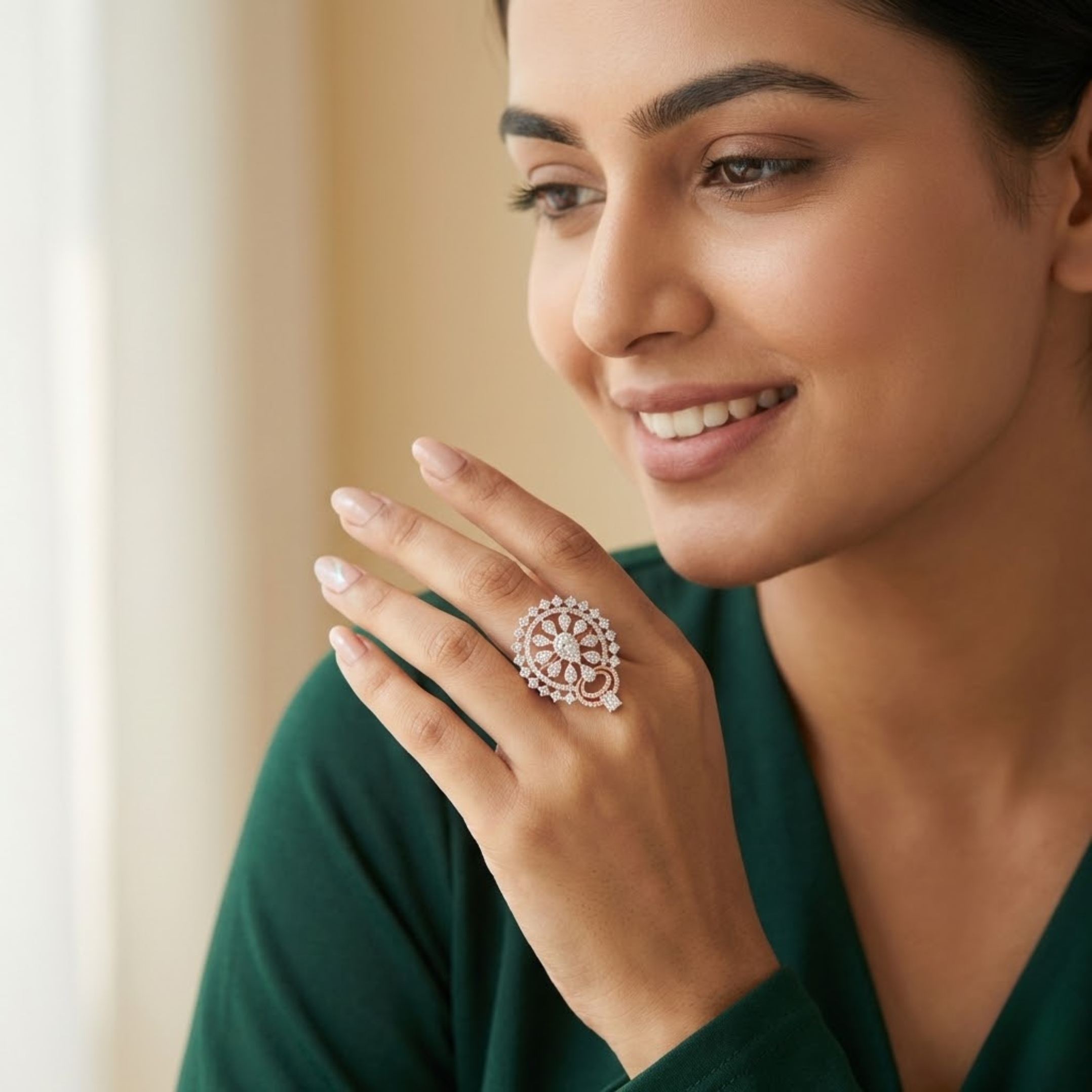 Grand Floral Dome Diamond Ring