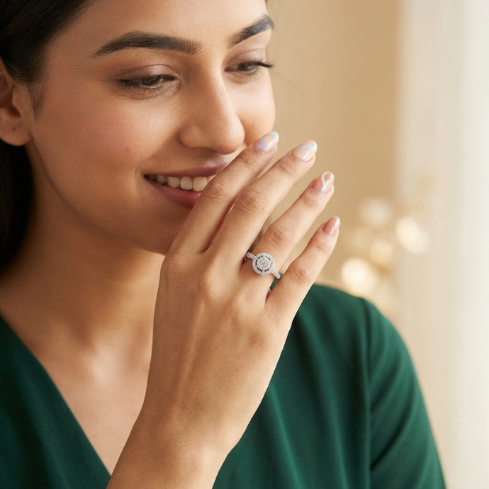 Double Halo Floral Cluster Diamond Ring
