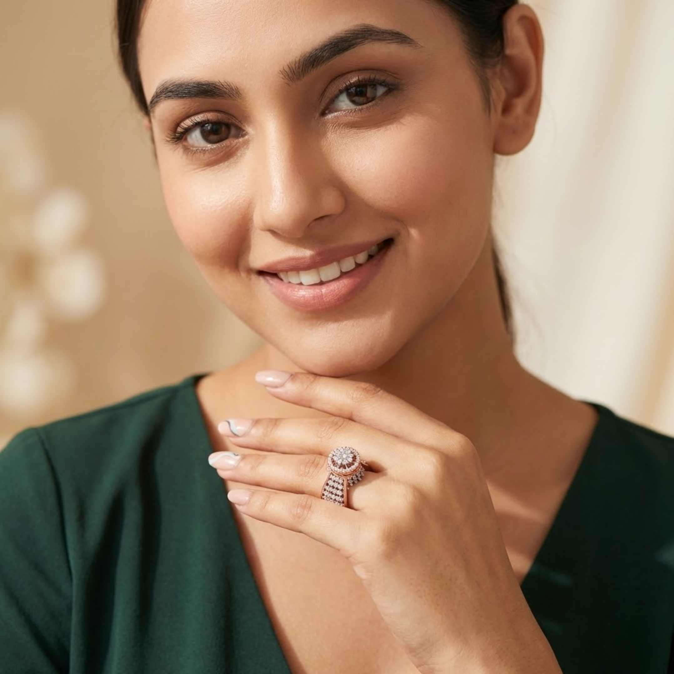 Grand Halo Floral Cluster Diamond Ring