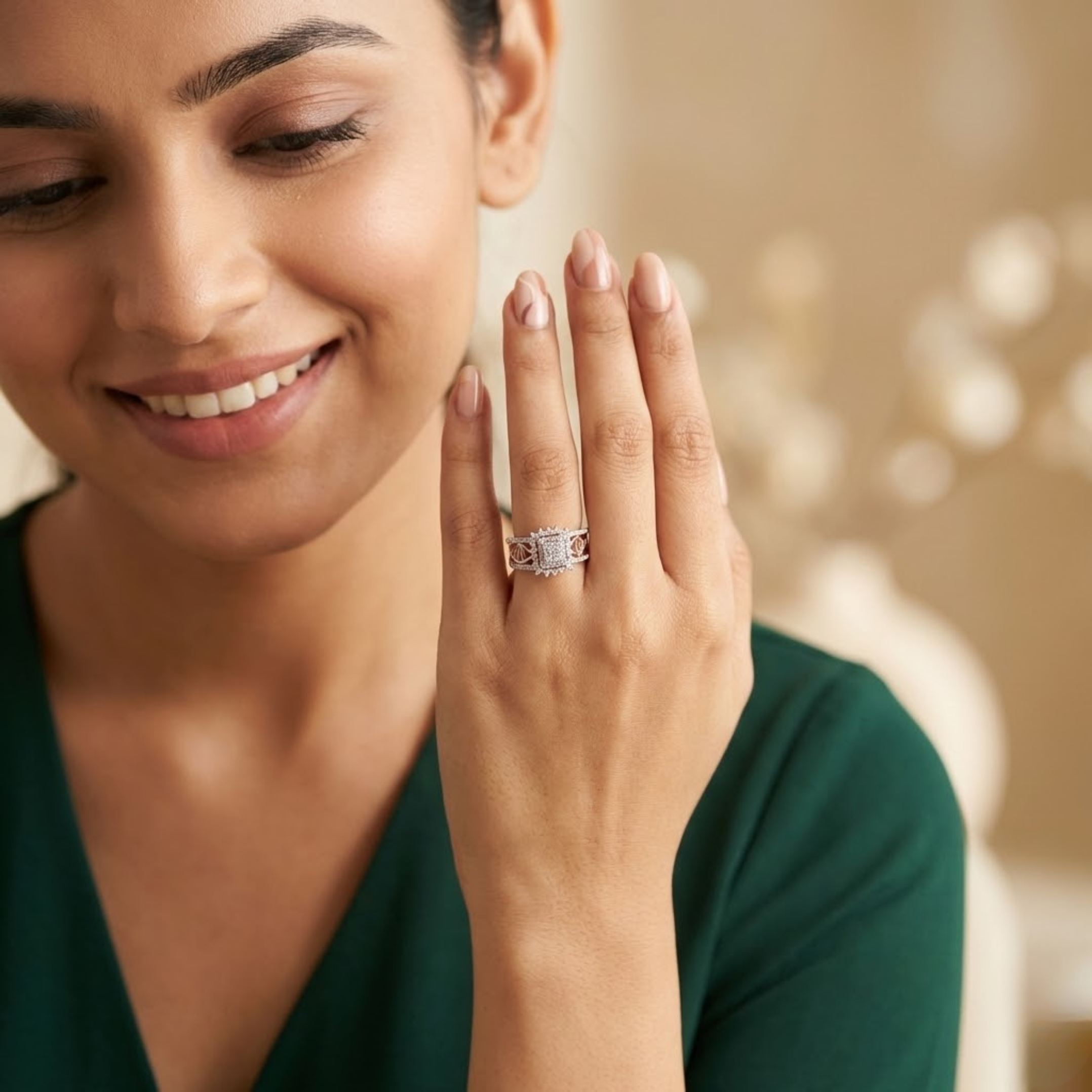 Royal Quad-Cluster Diamond Statement Ring