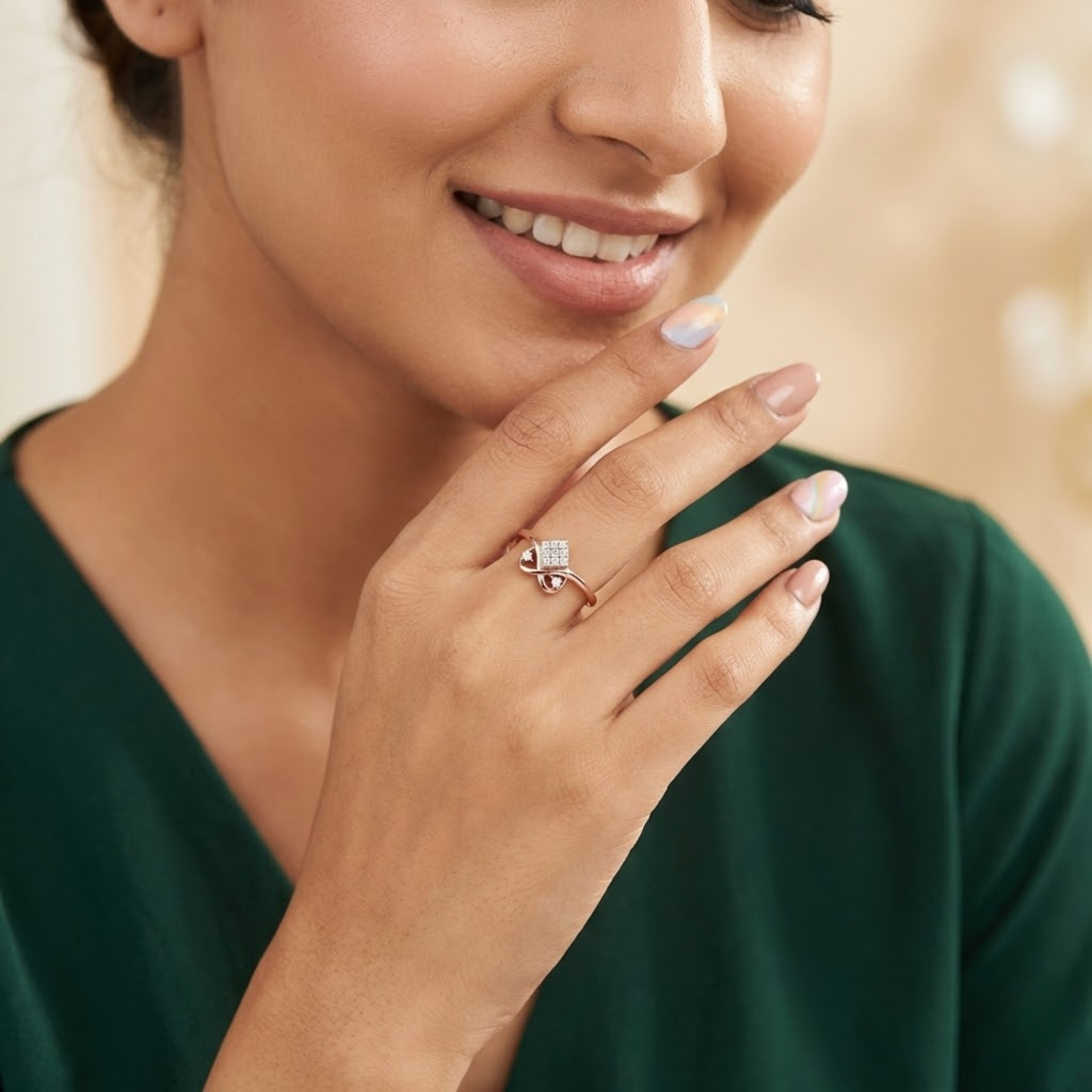 Elegant Infinity Motif Cluster Diamond Ring