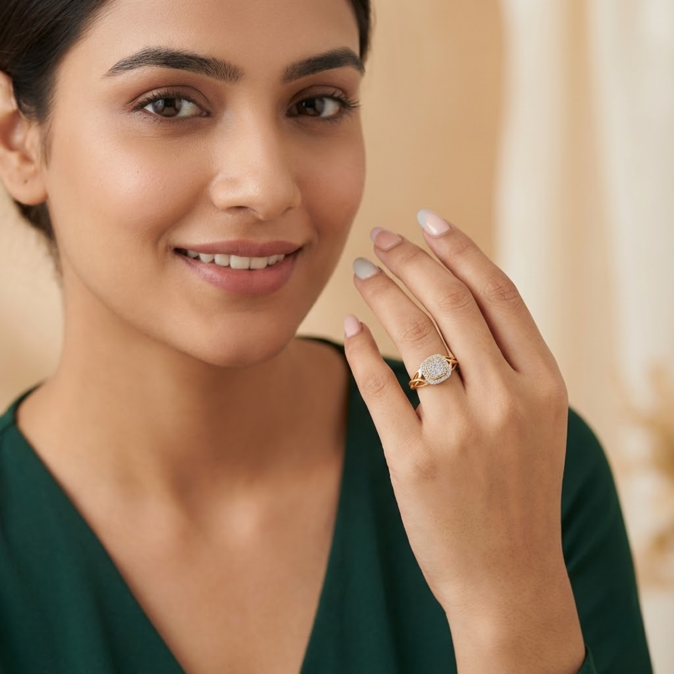 Elegant Cushion Halo Diamond Ring