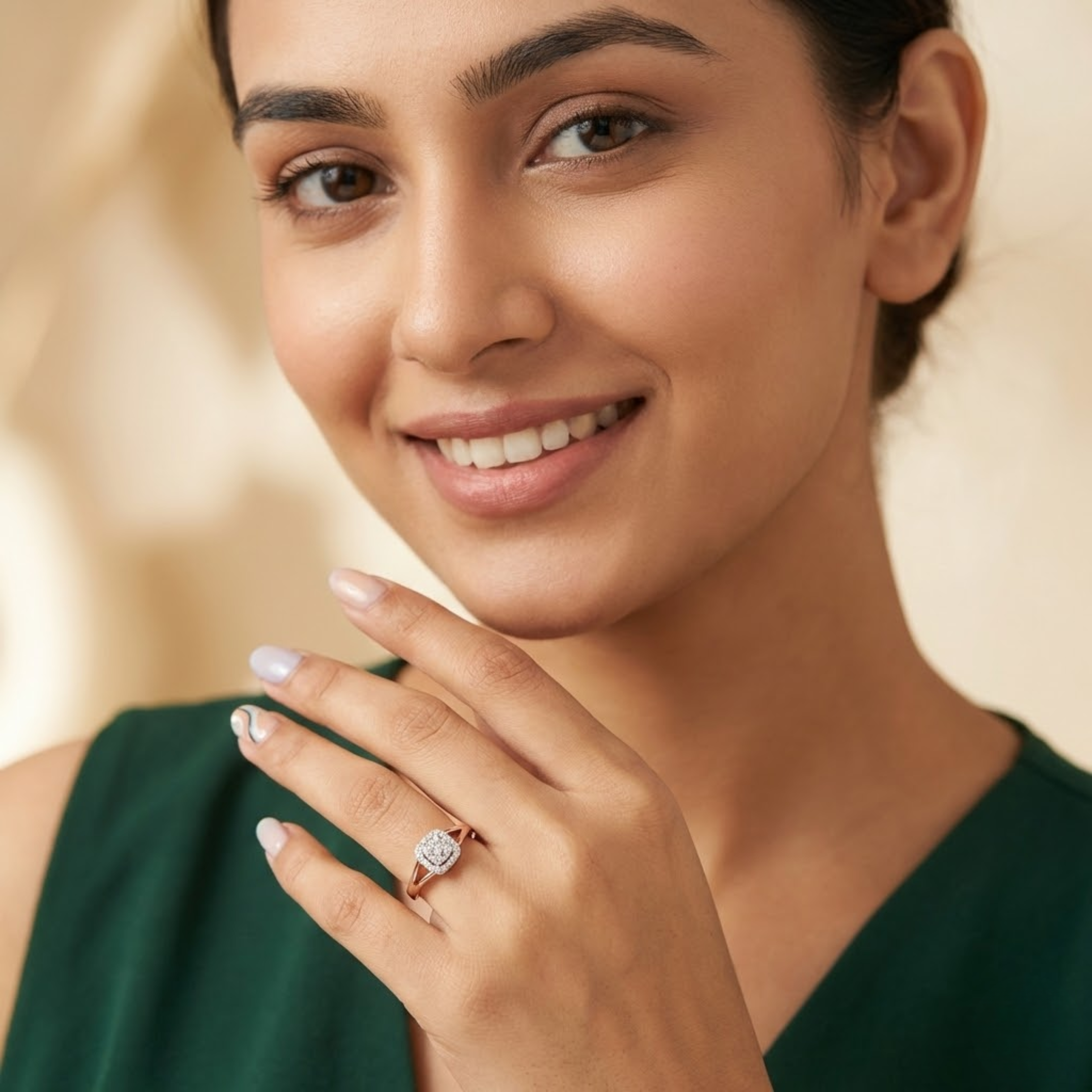 Elegant Petite Cushion Cluster Diamond Ring