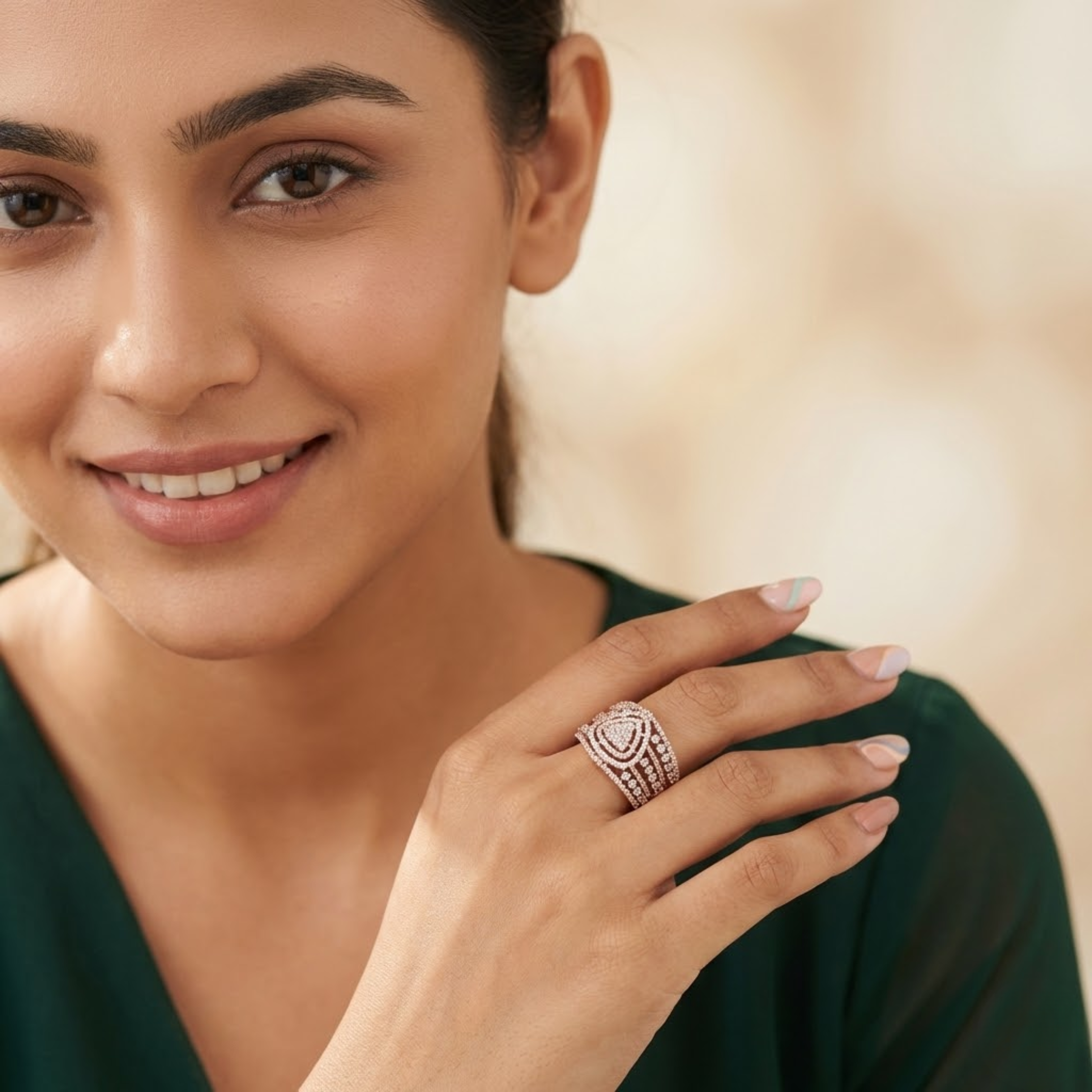 Grand Layered Dome Diamond Ring
