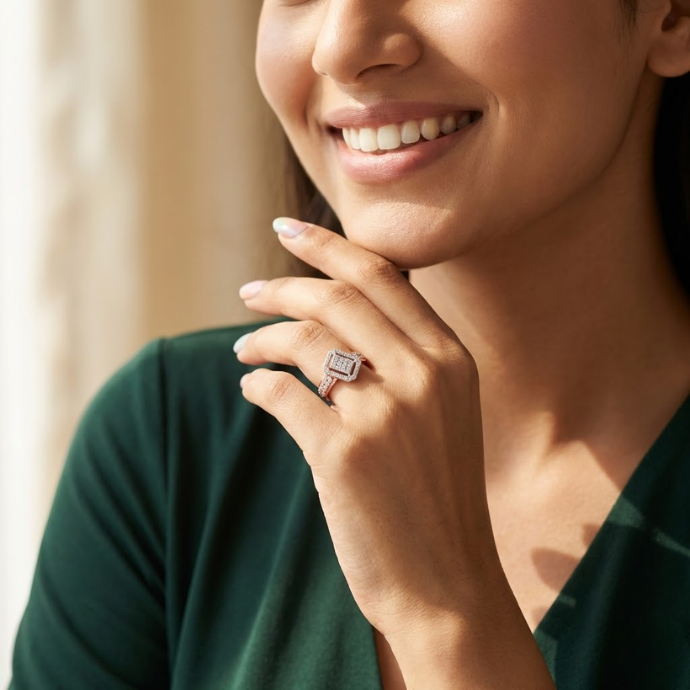 Geometric Dual-Tone Cluster Diamond Ring