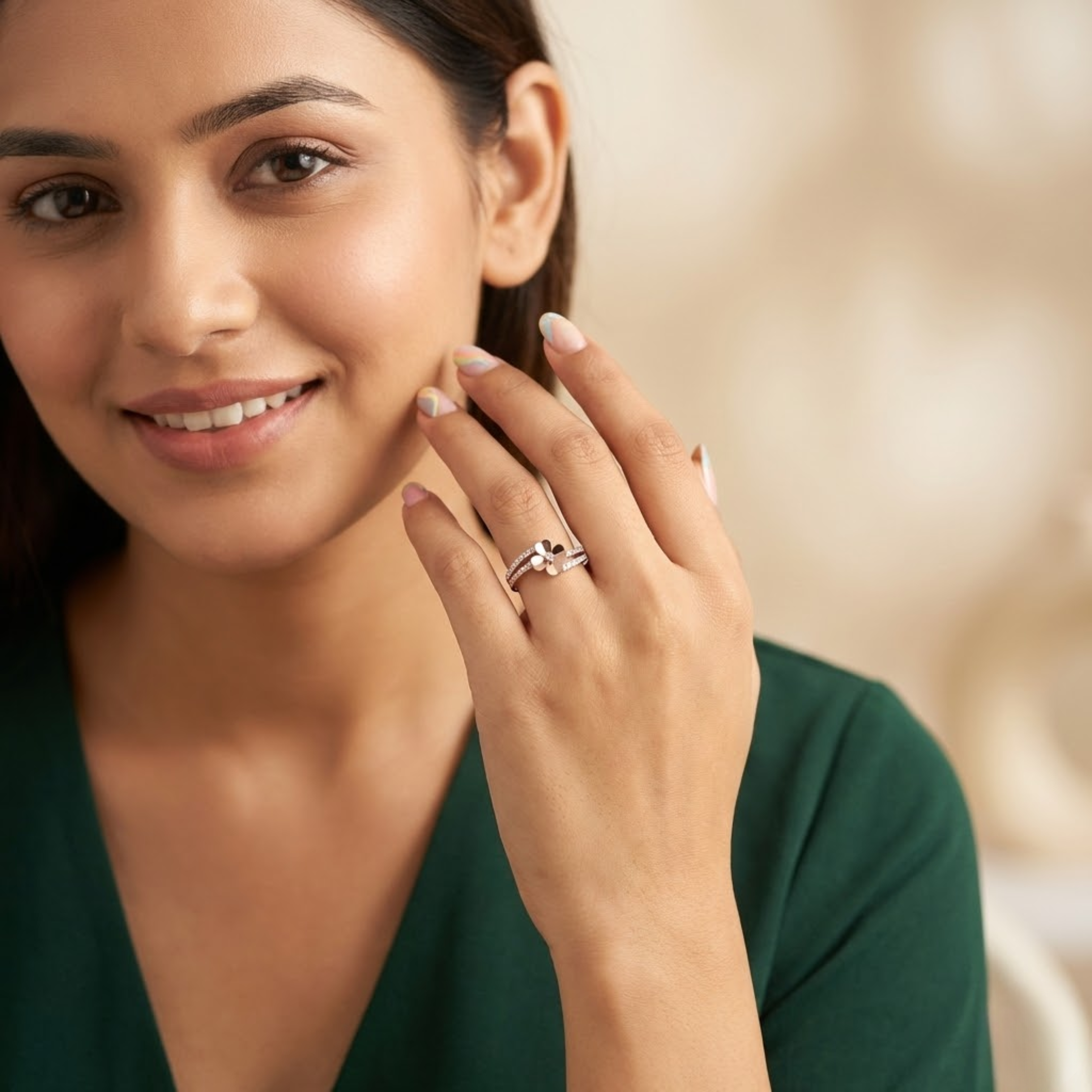 Floral Diamond Accent Ring