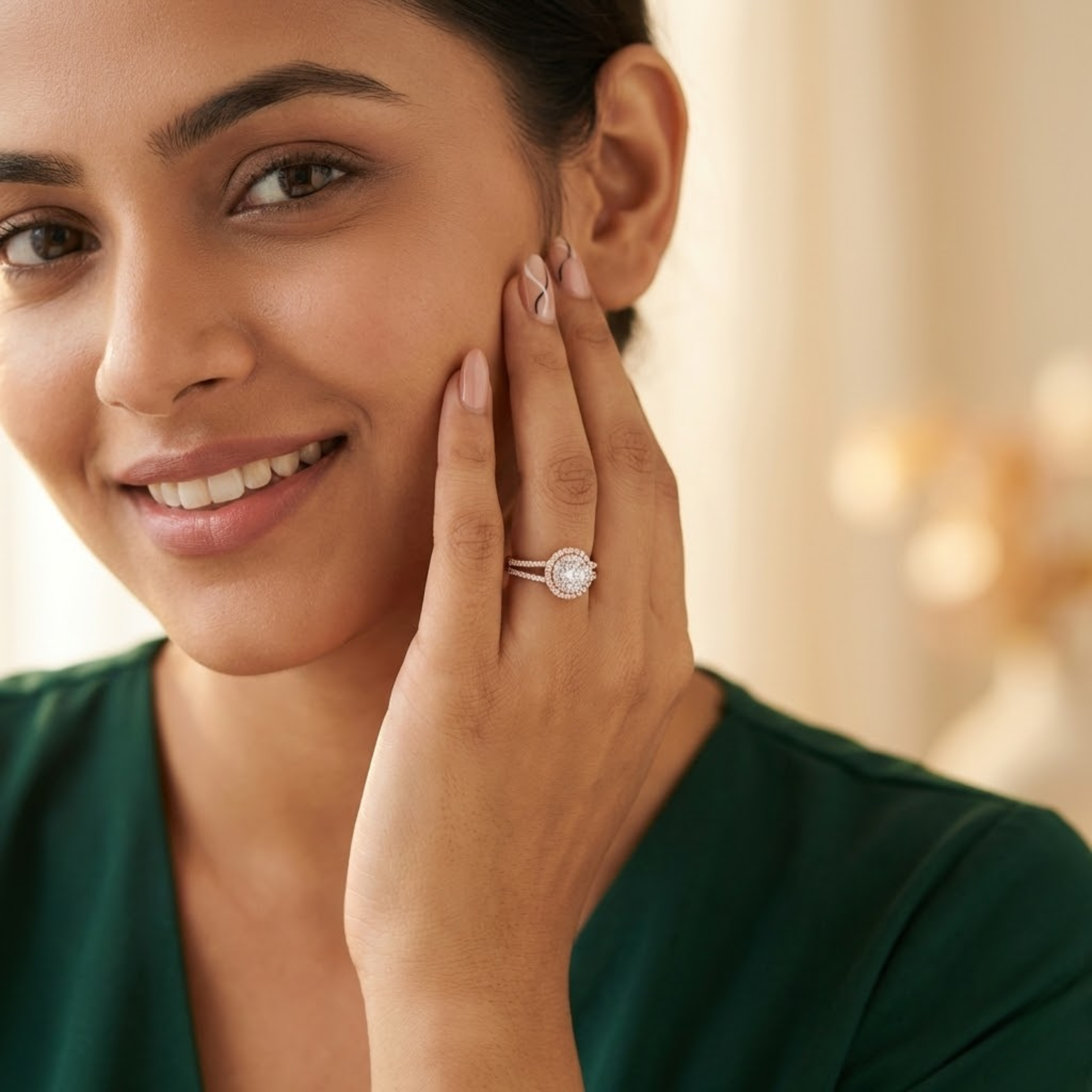 Double Halo Round Cluster Diamond Ring