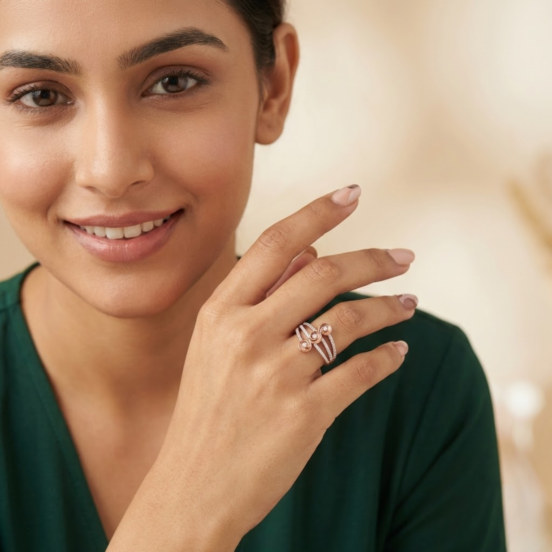 Triple Dome Arc Diamond Ring