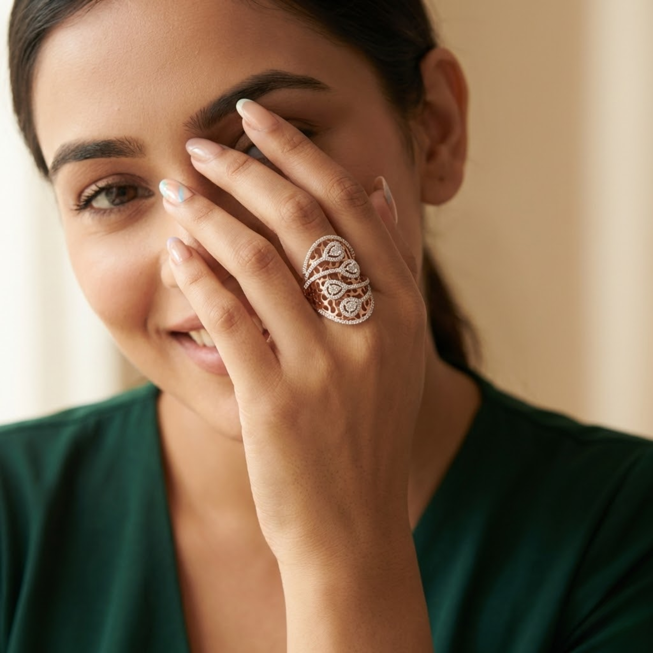 Grand Multi-Layer Diamond Statement Cocktail Ring