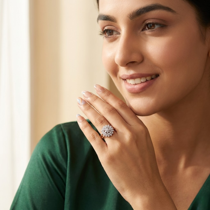 Floral Cluster Diamond Statement Ring