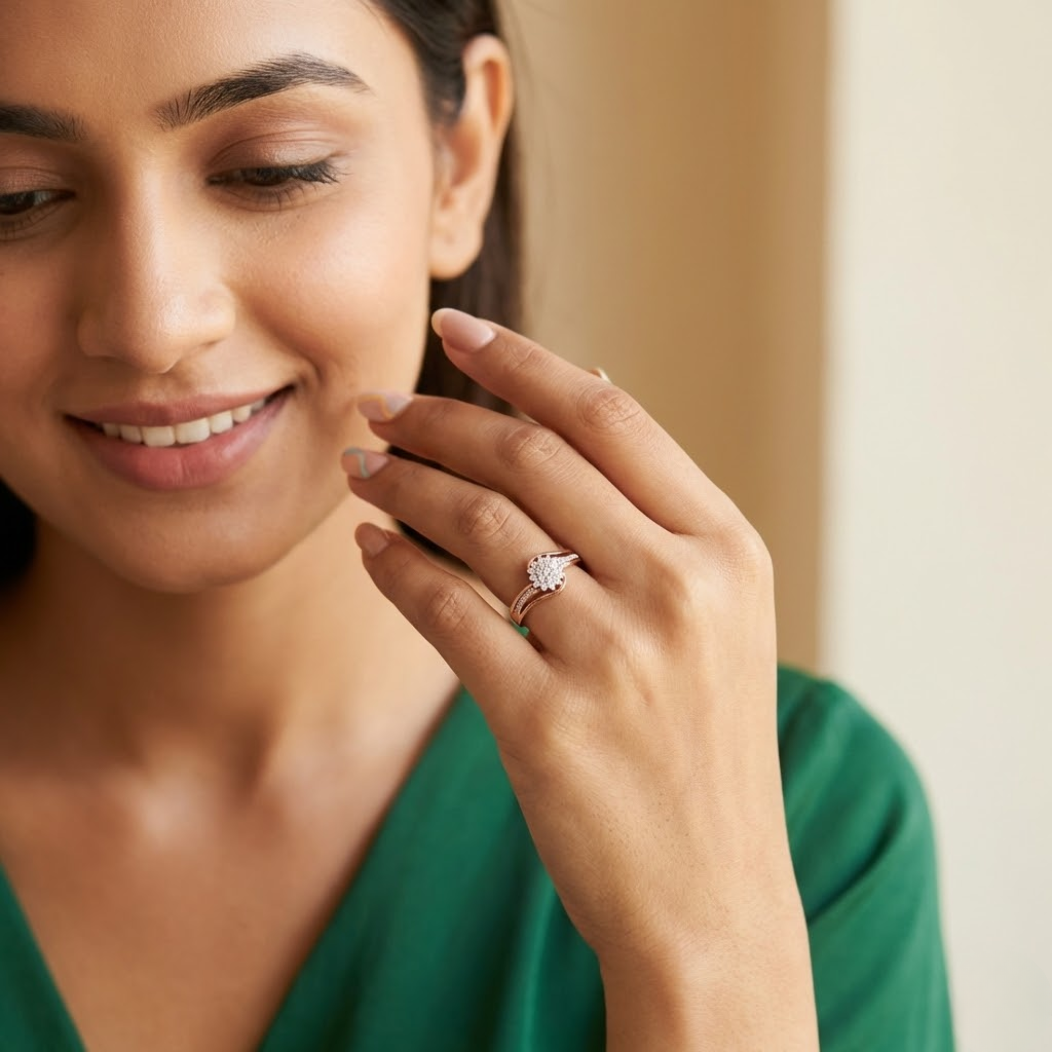 Wave Cluster Diamond Ring
