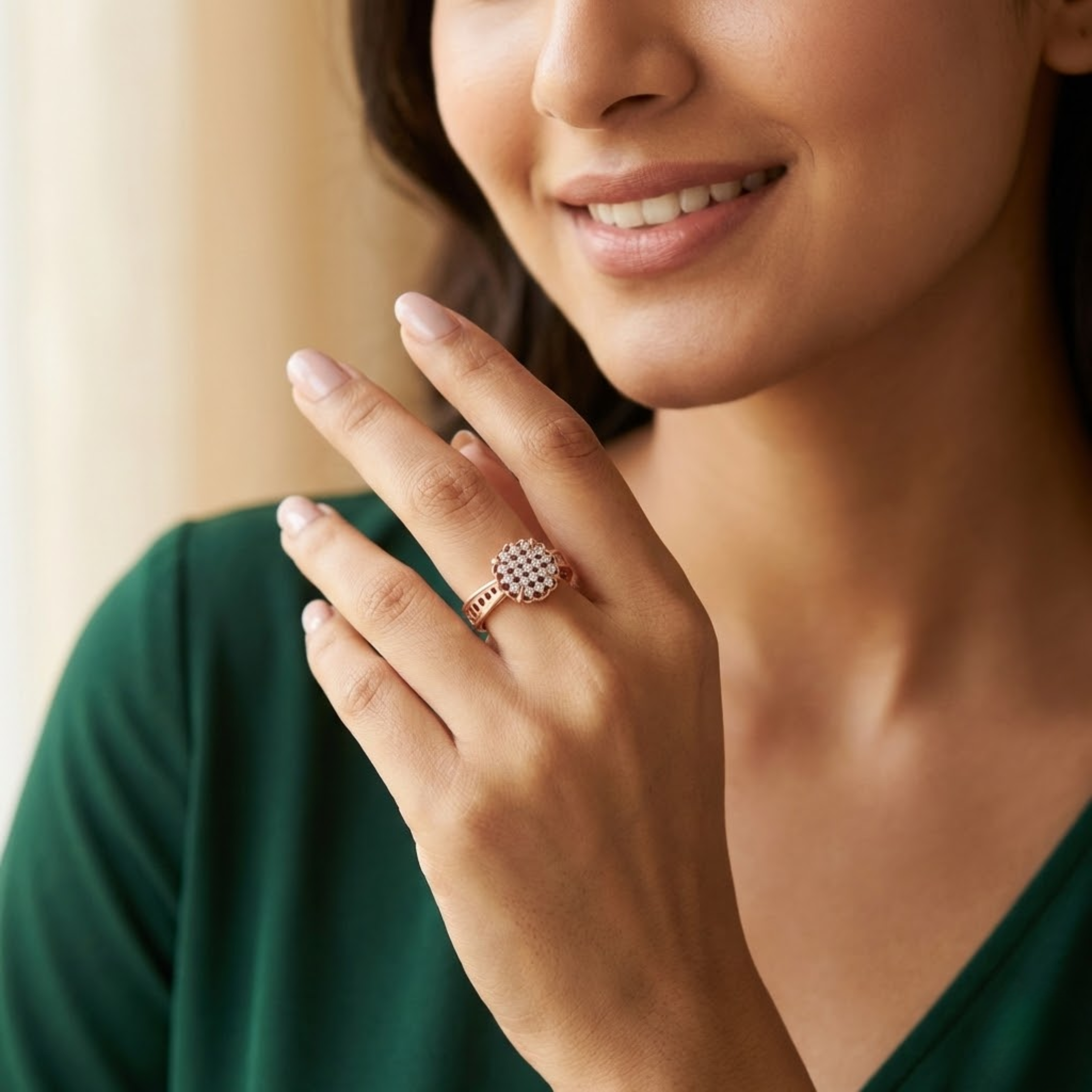 Oval Cluster Floral Diamond Ring