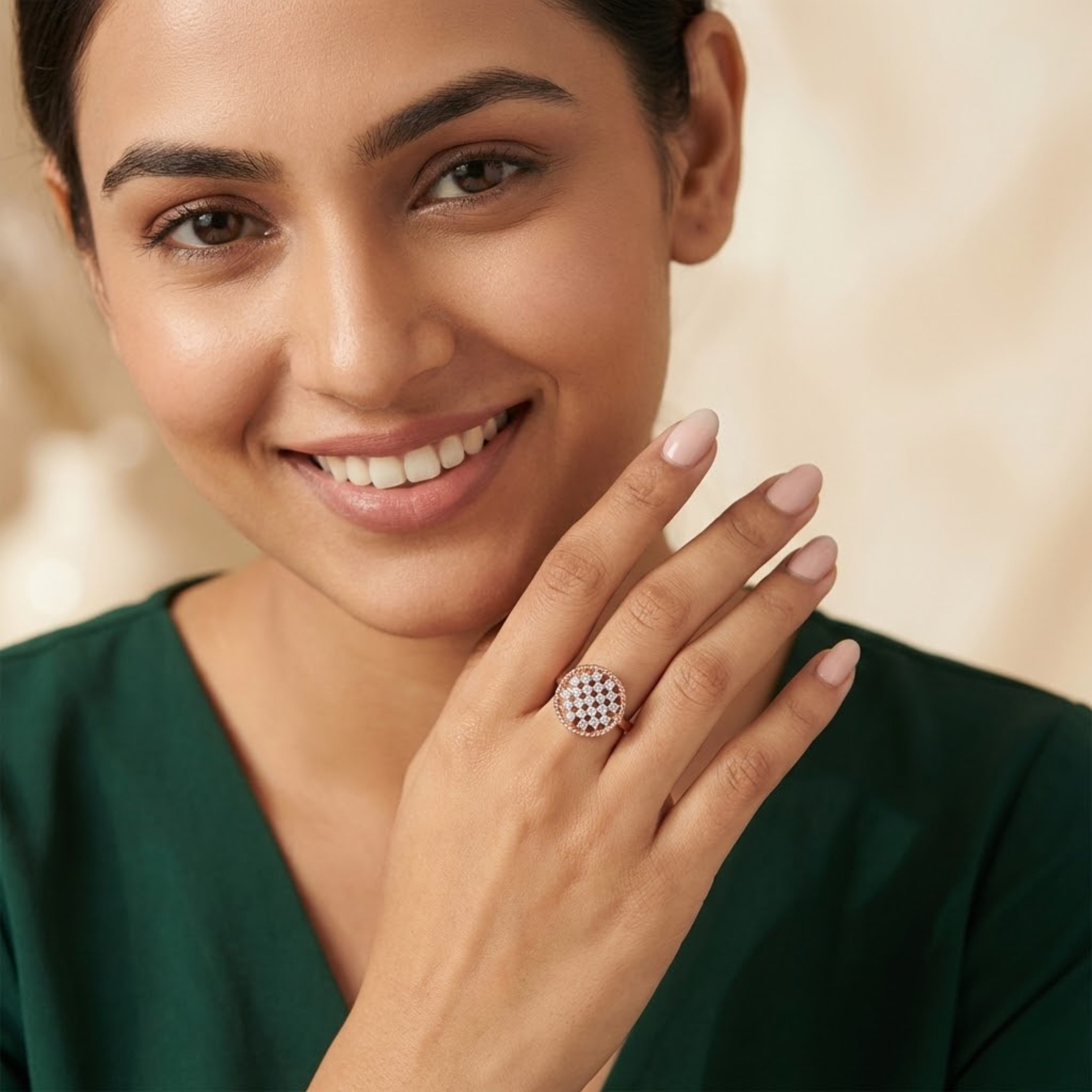 Round Cluster Dome Diamond Ring