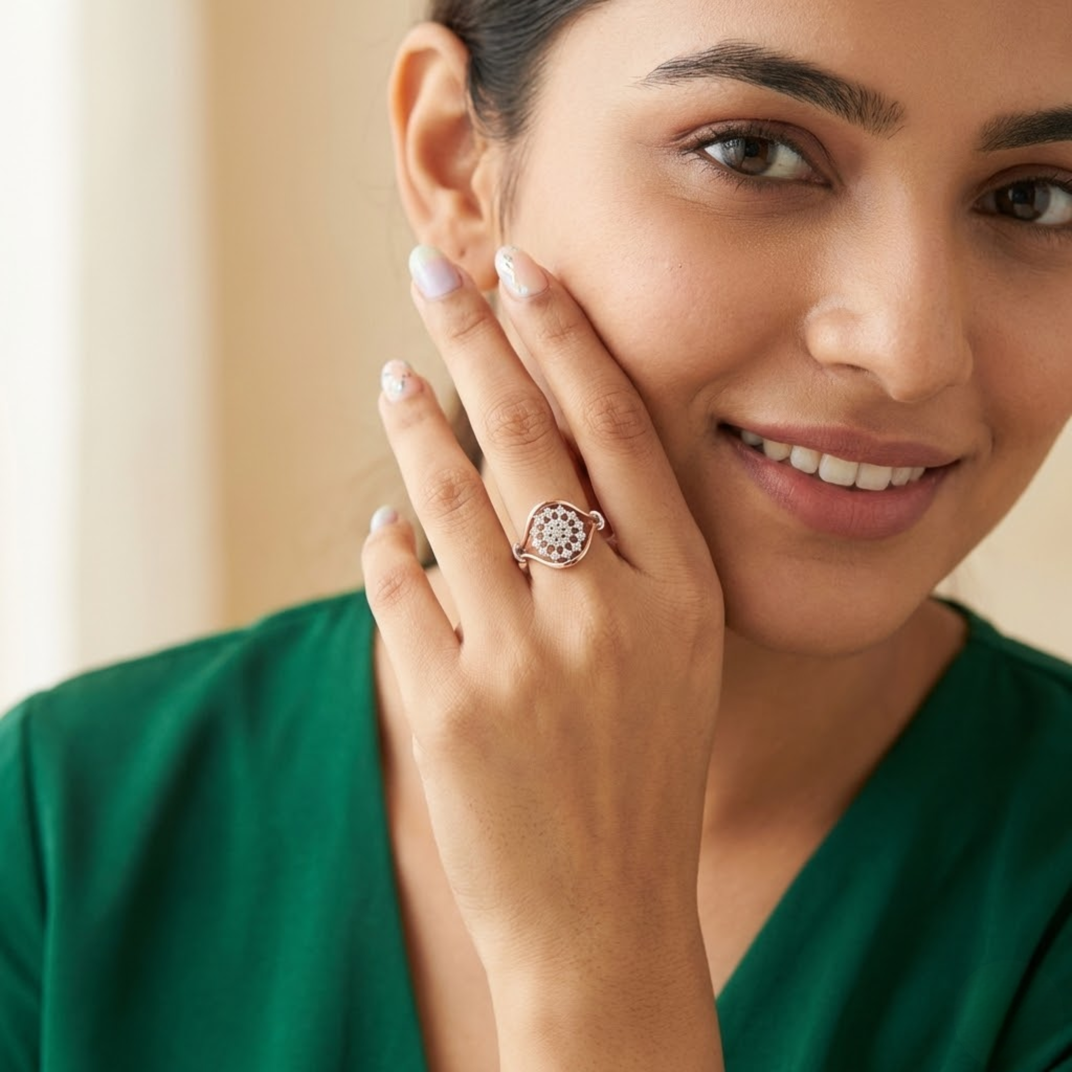 Artistic Teardrop Cluster Diamond Ring
