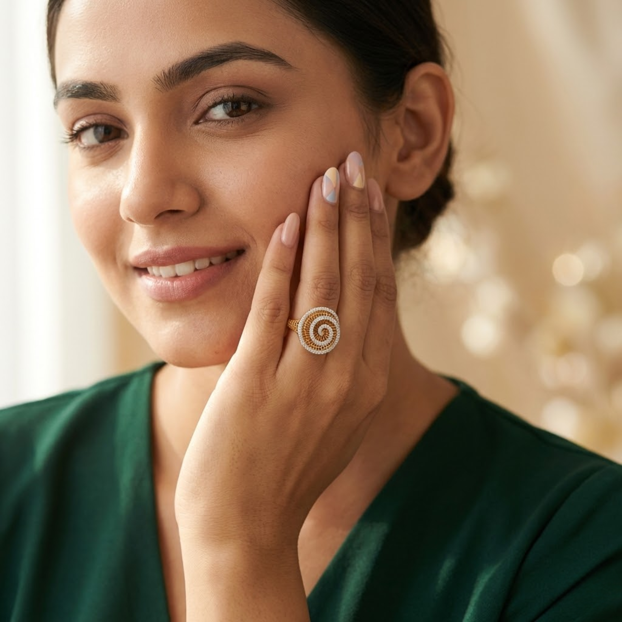 Spiral Dome Artistic Diamond Ring