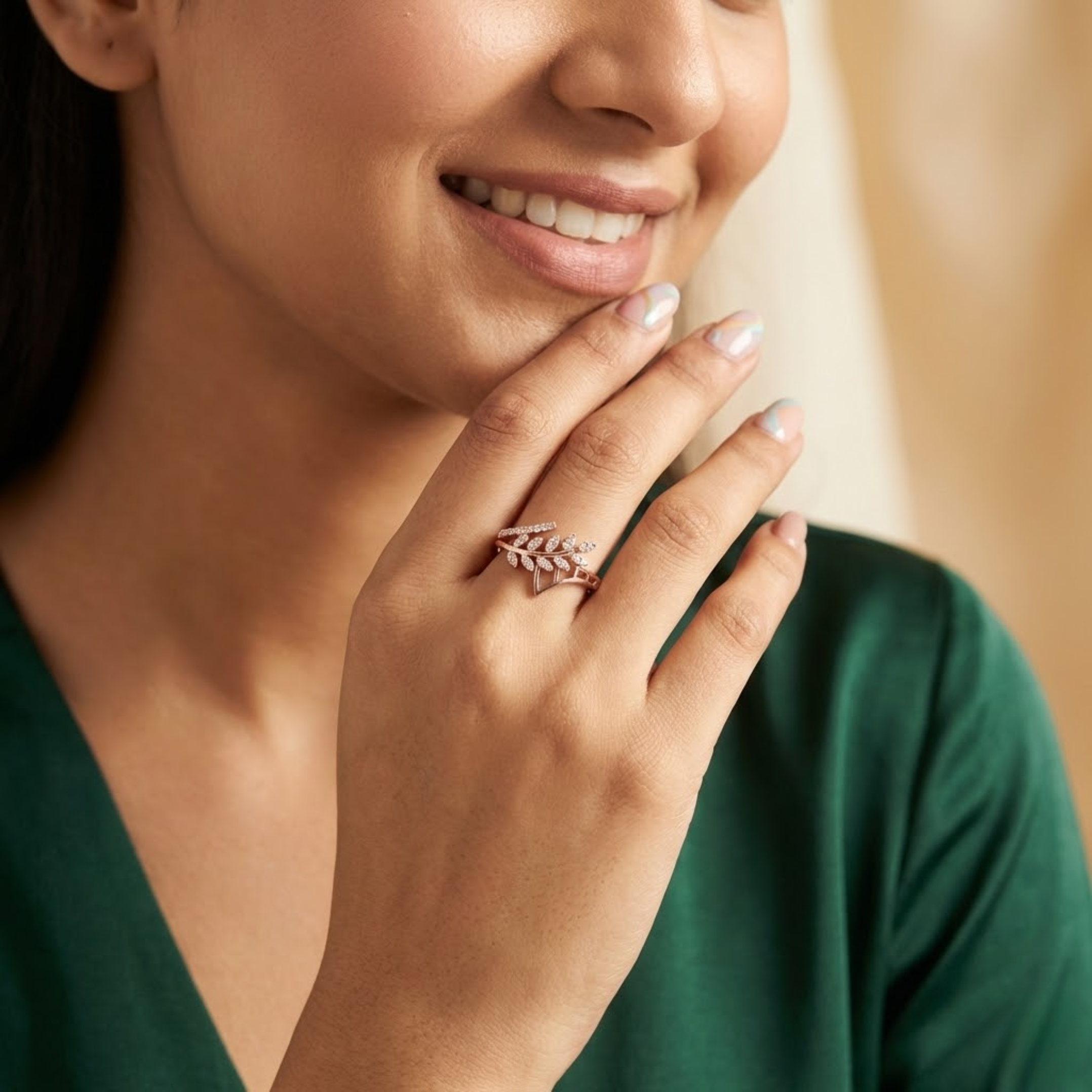 Artistic Leaf Cluster Diamond Ring