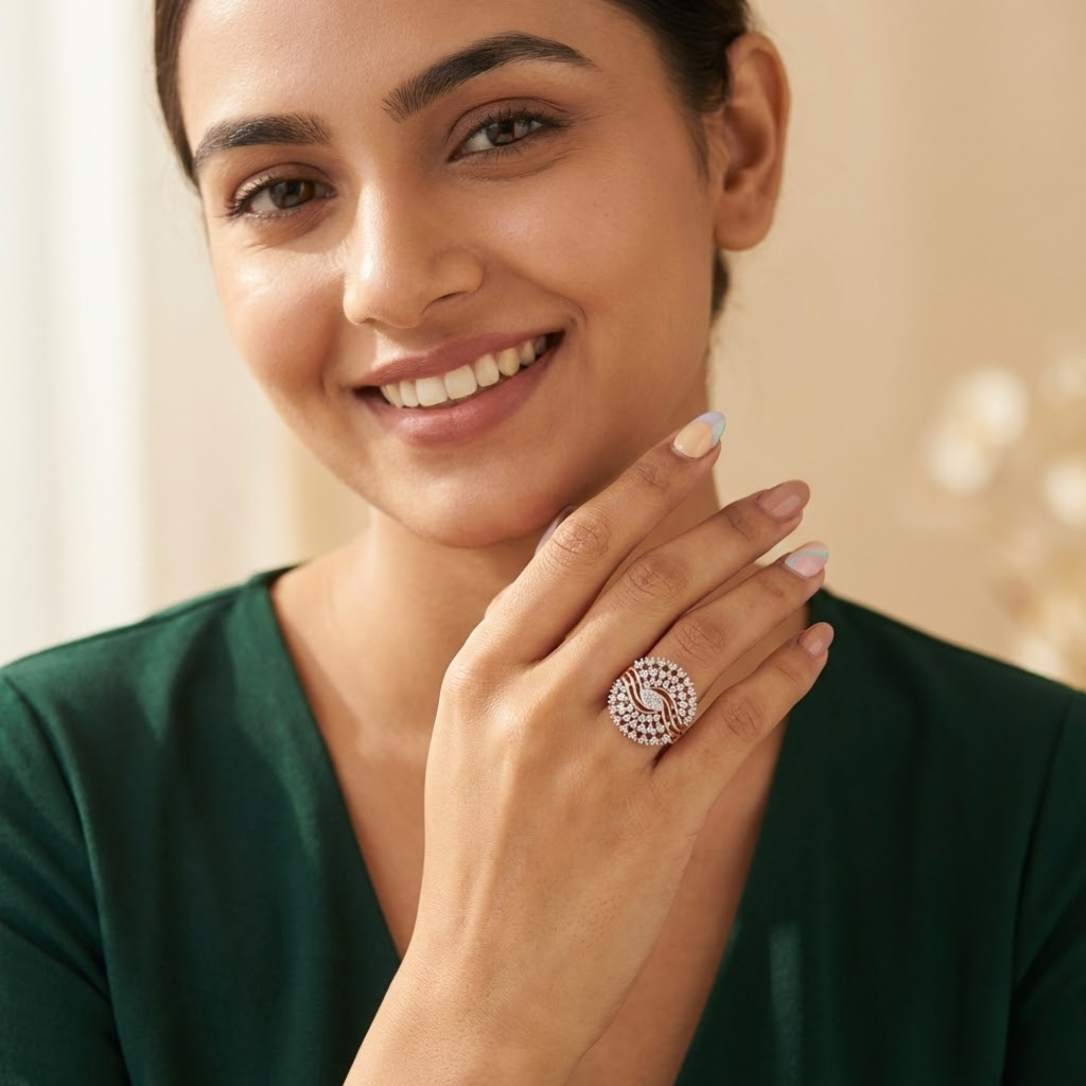 Grand Marquise Wave Diamond Ring