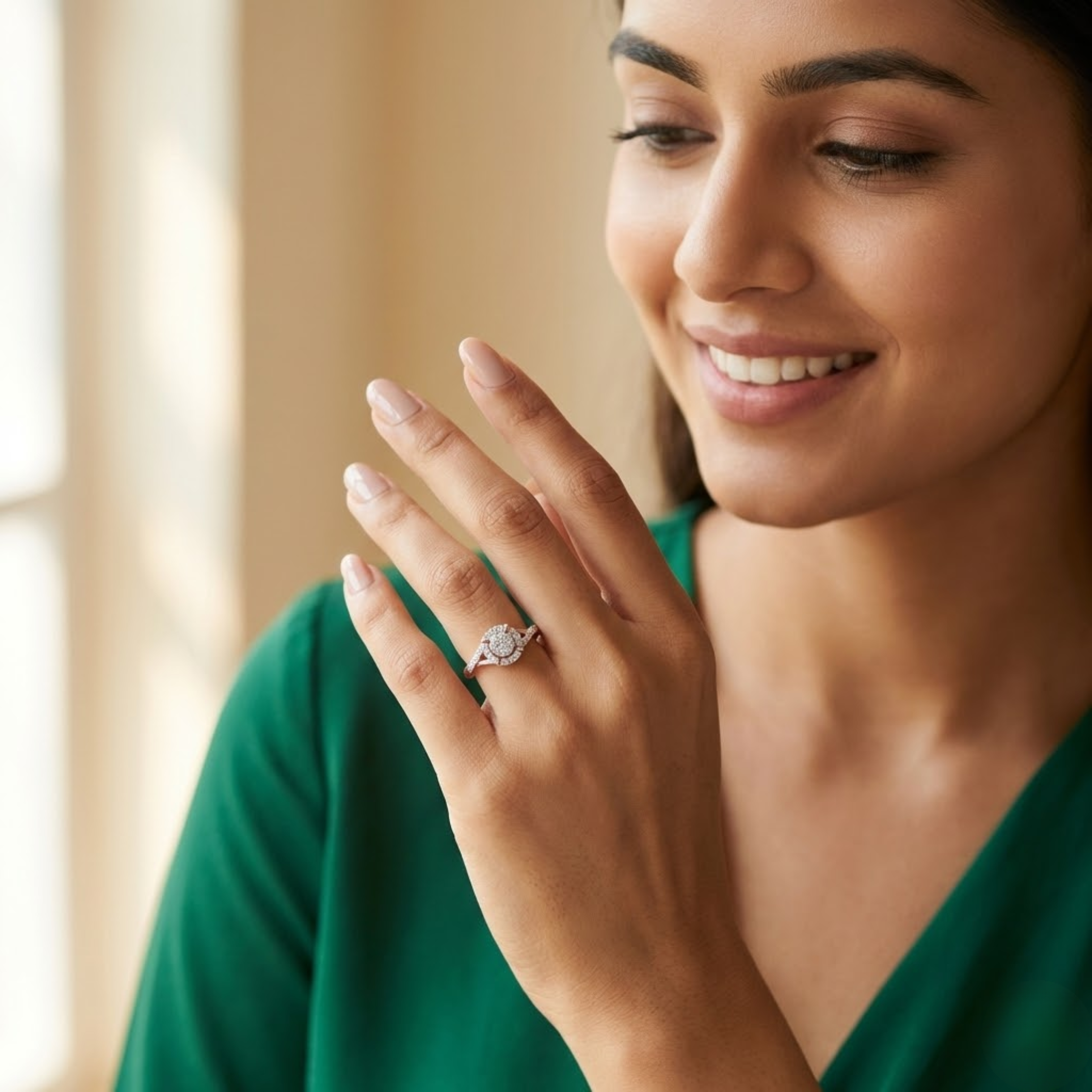 Petite Cluster Halo Diamond Ring