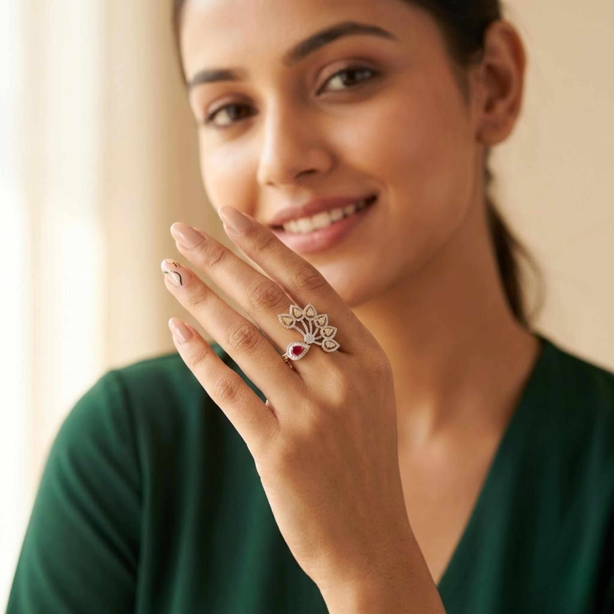 Grand Floral Ruby & Diamond Statement Ring