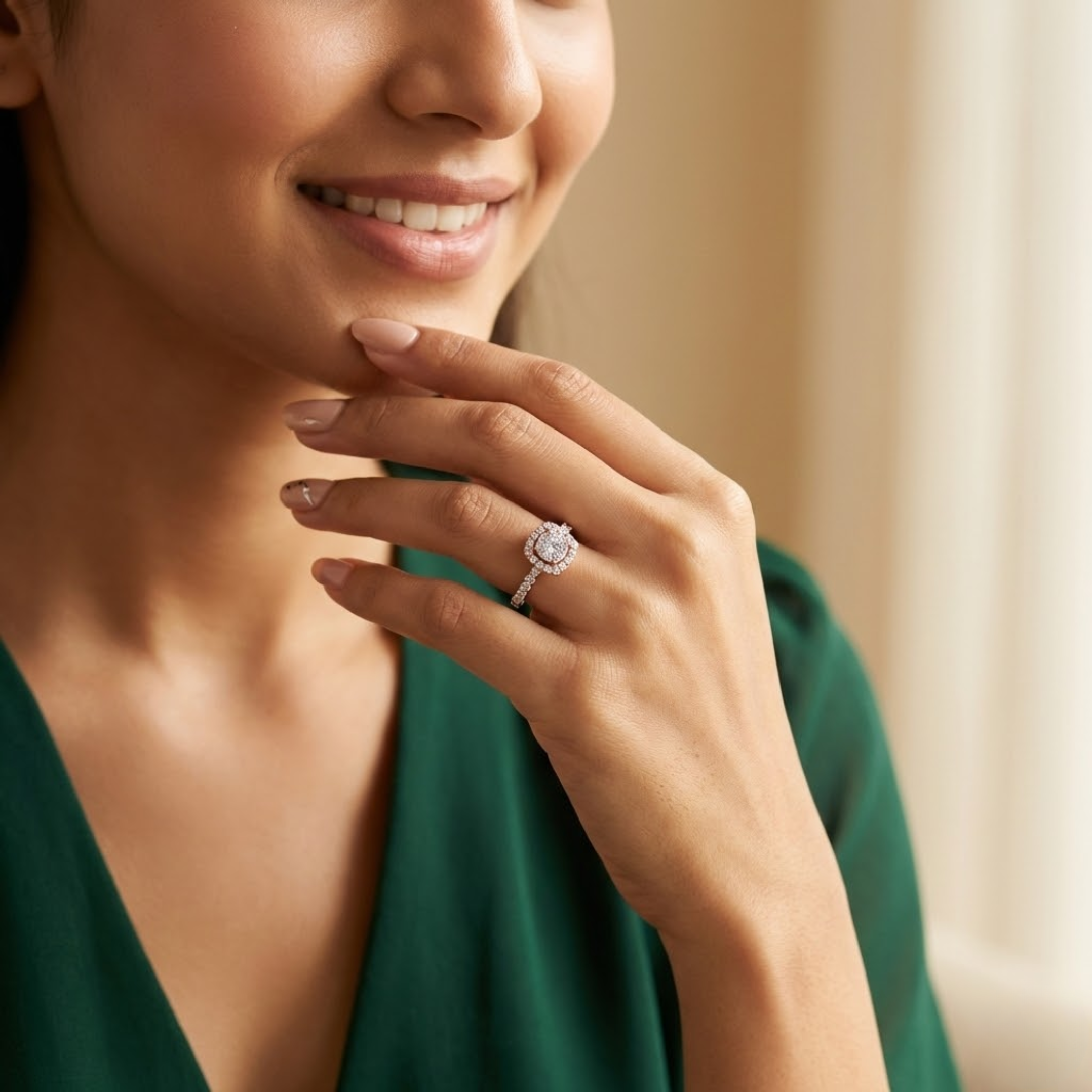 Floral Halo Diamond Ring