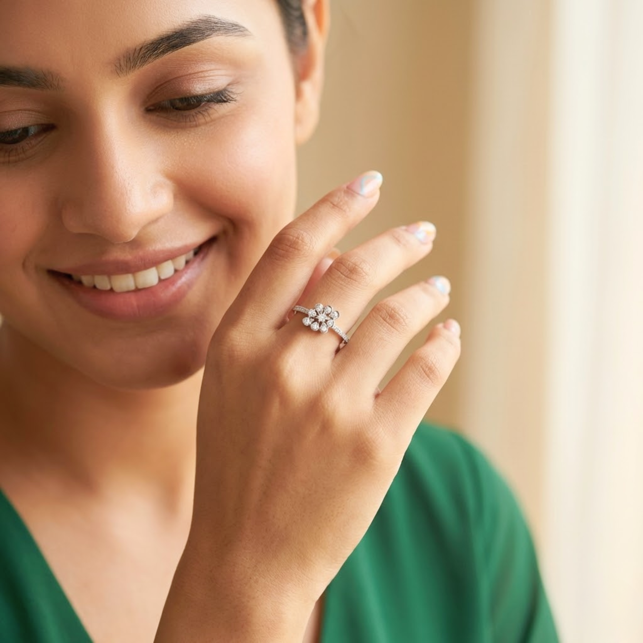 Petite Floral Cluster Diamond Ring