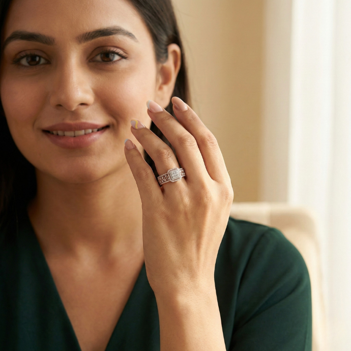 Grand Cushion Cluster Diamond Ring