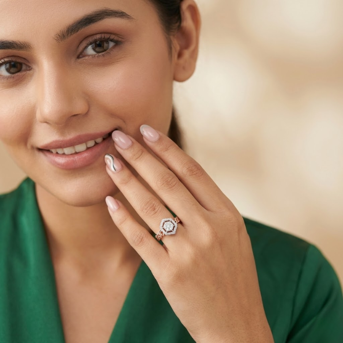 Hexa Halo Cluster Diamond Ring