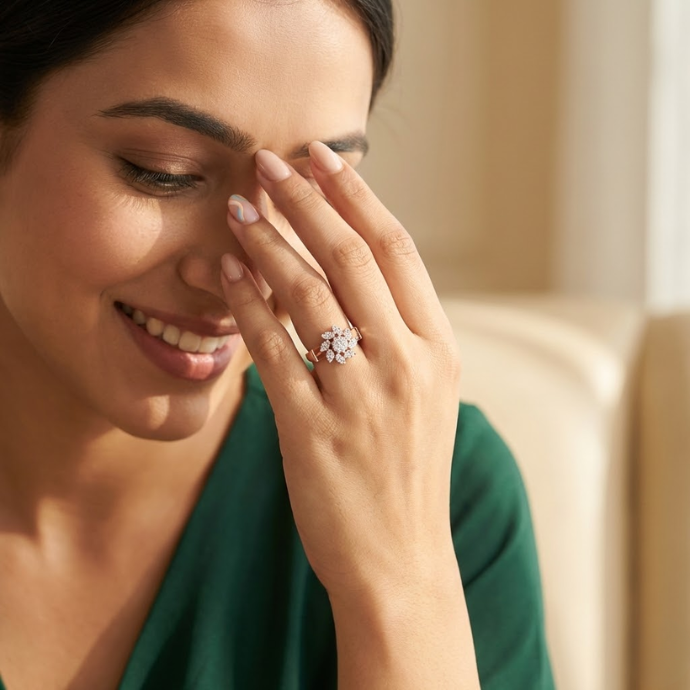Floral Diamond Cluster Ring