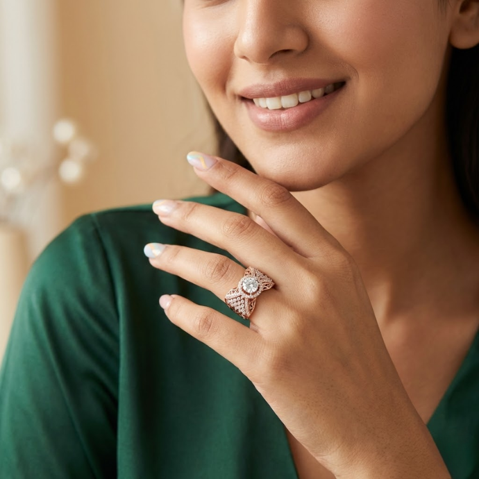 Regal Filigree Dome Diamond Ring