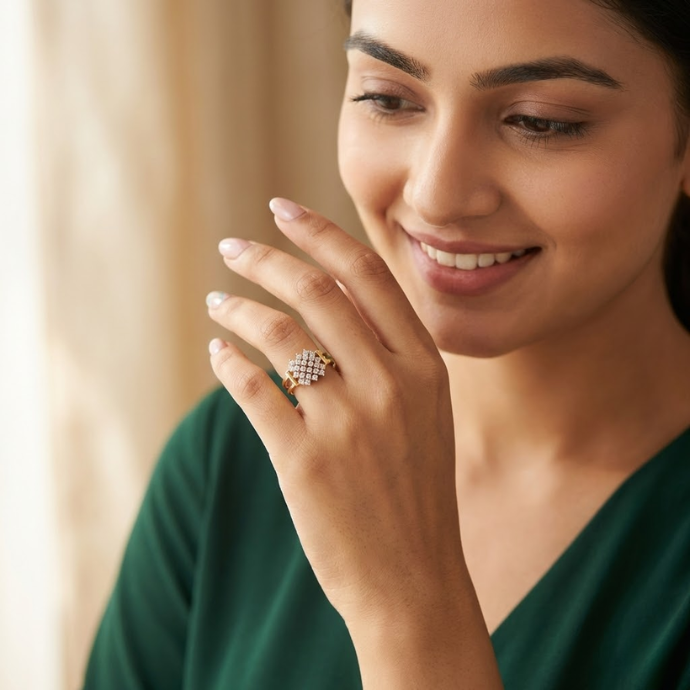 Classic Rectangular Cluster Diamond Ring