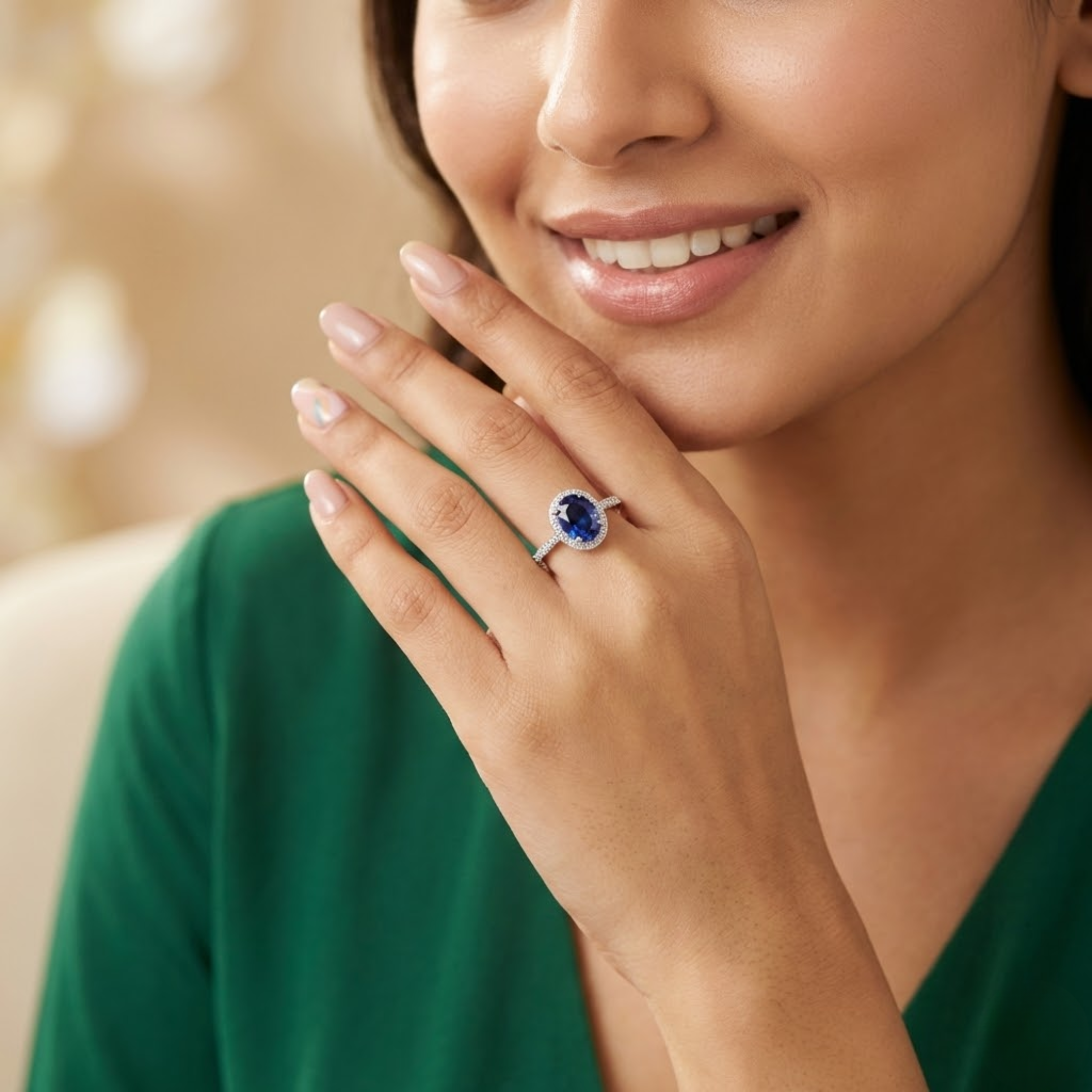 Oval Sapphire Halo Ring