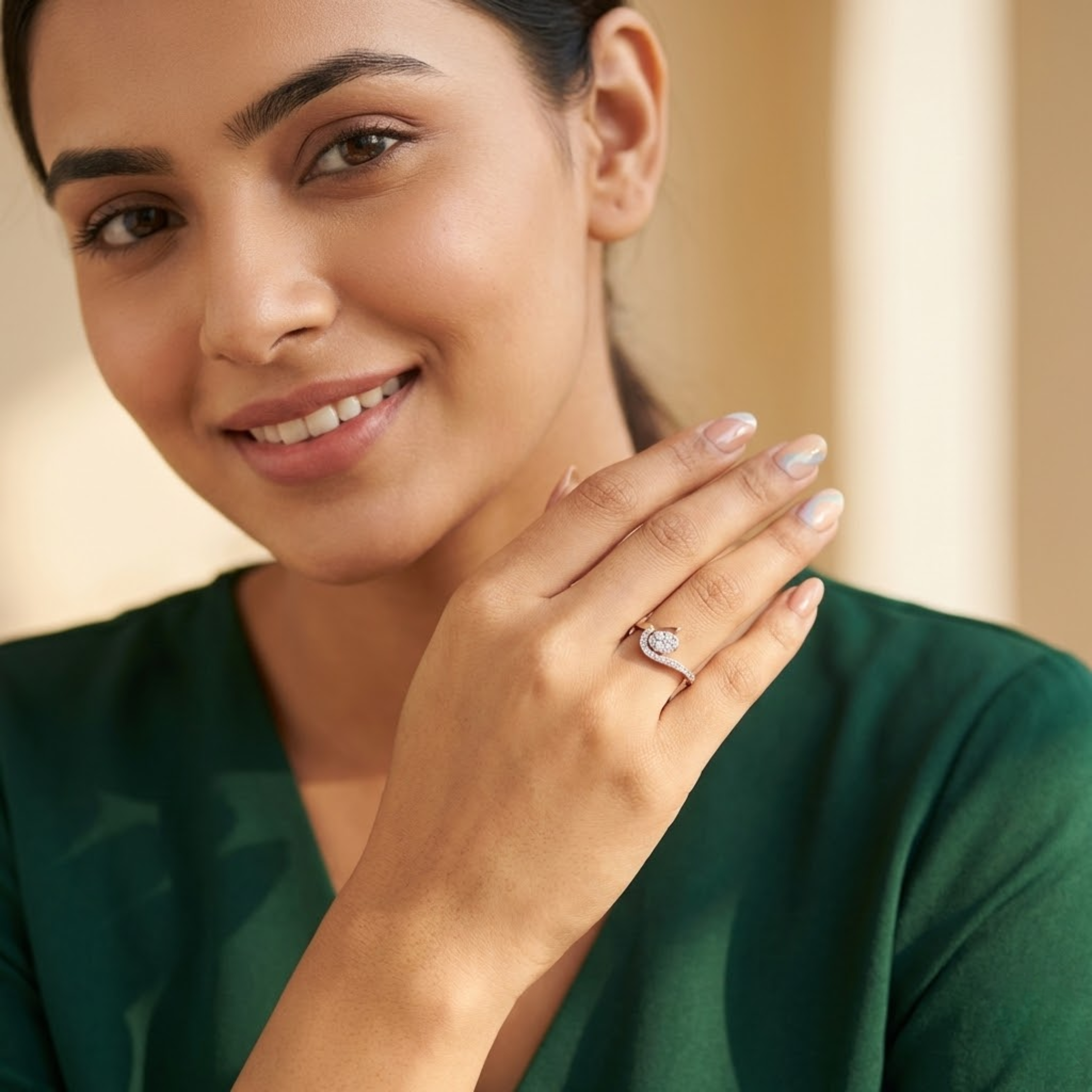 Contemporary Swirl Cluster Diamond Ring