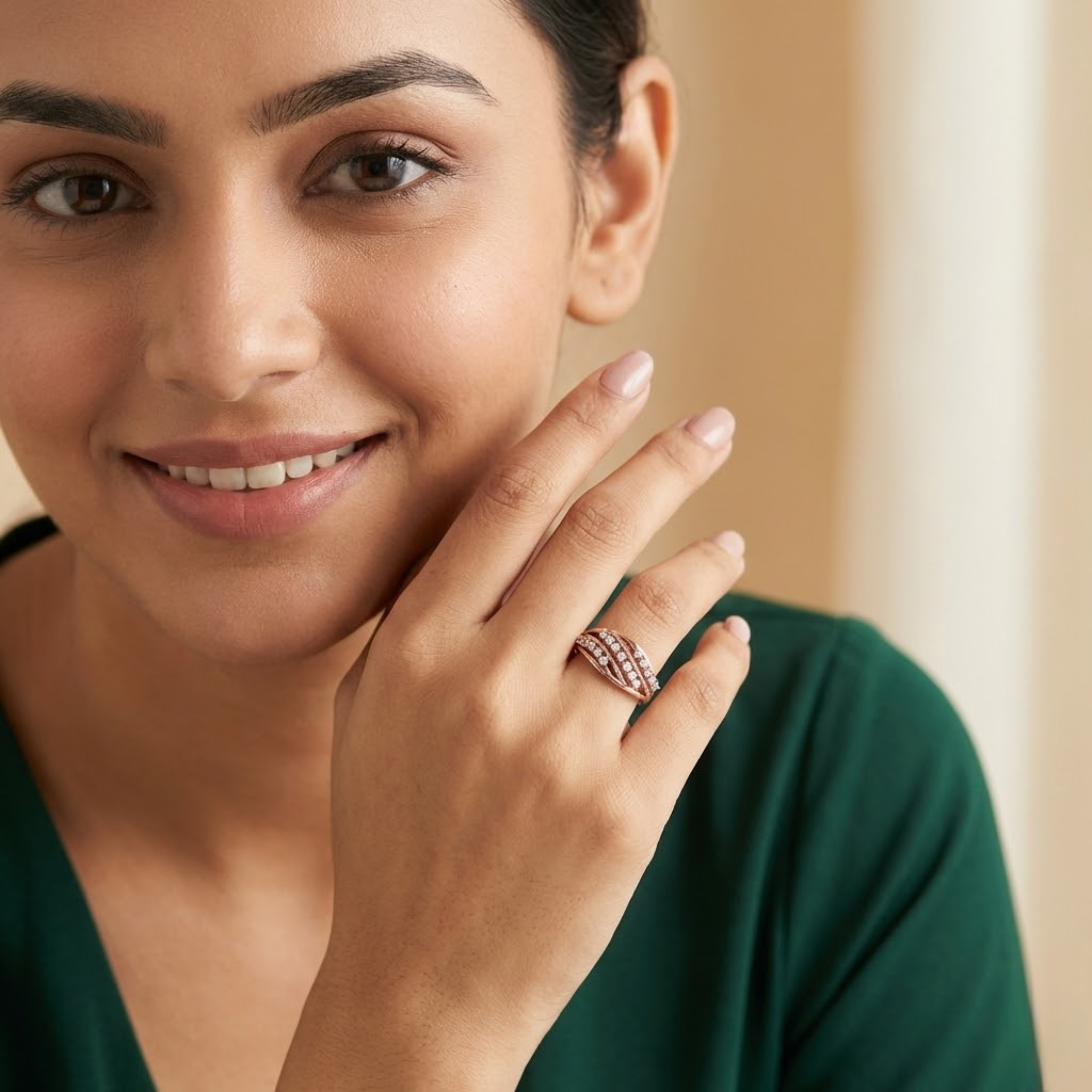 Multi-Row Wave Diamond Band Ring