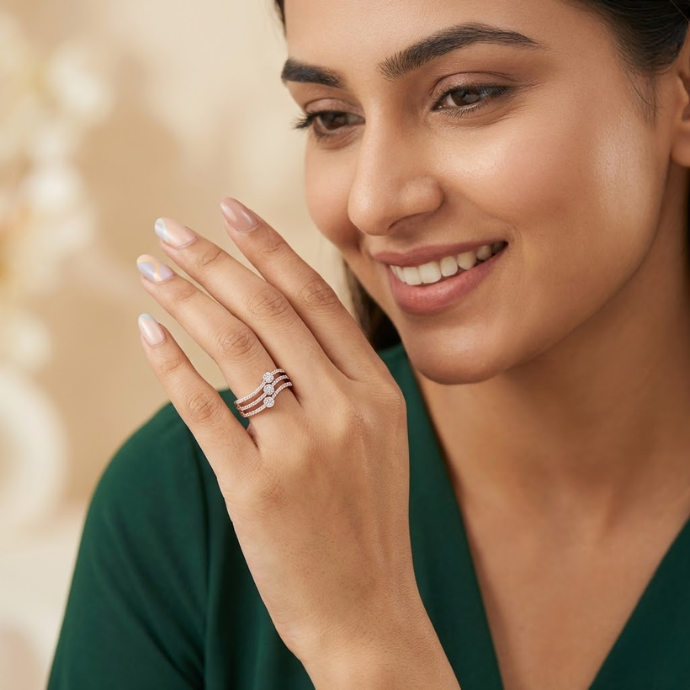 Multi-Layer Diamond Curve Ring