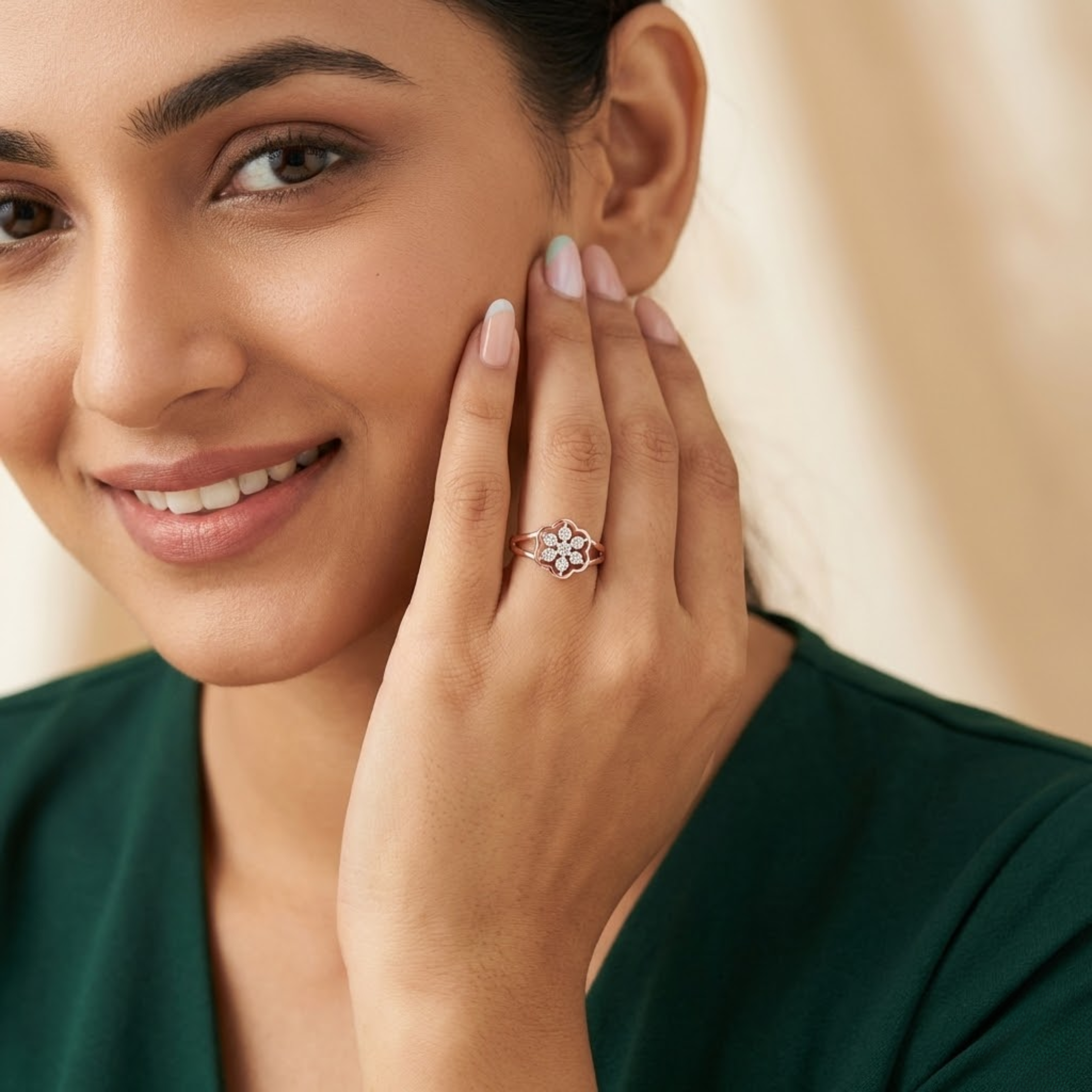 Classic Floral Petal Diamond Ring
