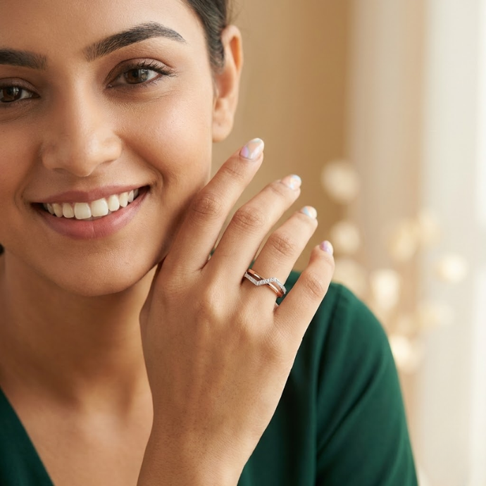 Two-Tone Crisscross Diamond Ring