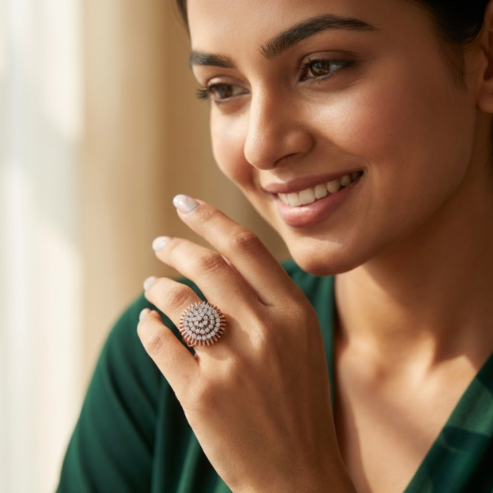 Grand Triple-Halo Cluster Diamond Ring